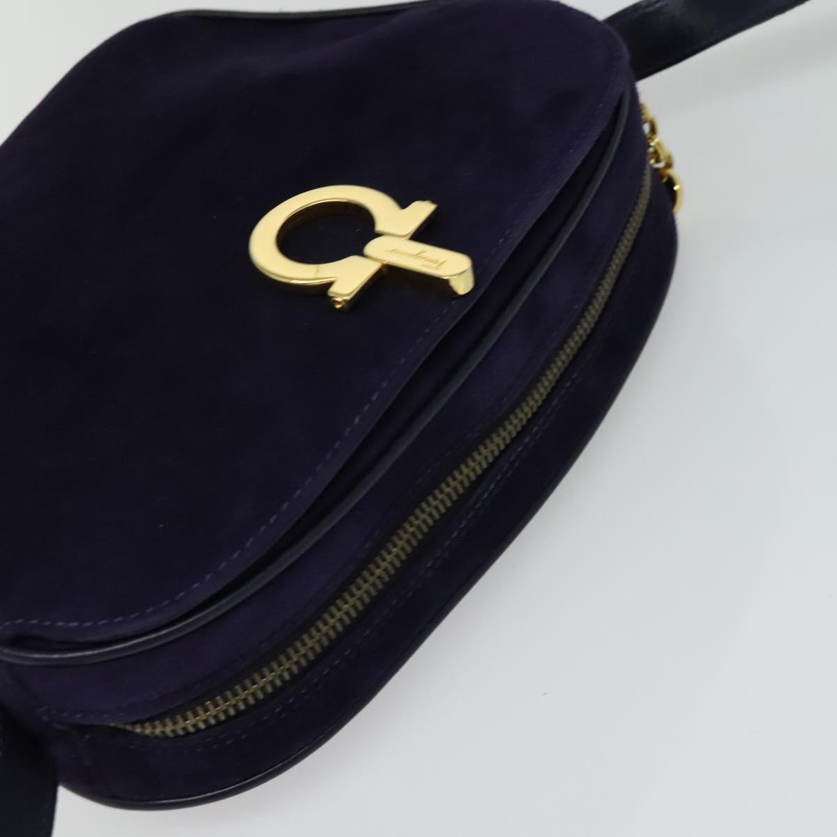 Salvatore Ferragamo Gancini Suede Purple Suede Shoulder Bag Bag (Pre-Owned)