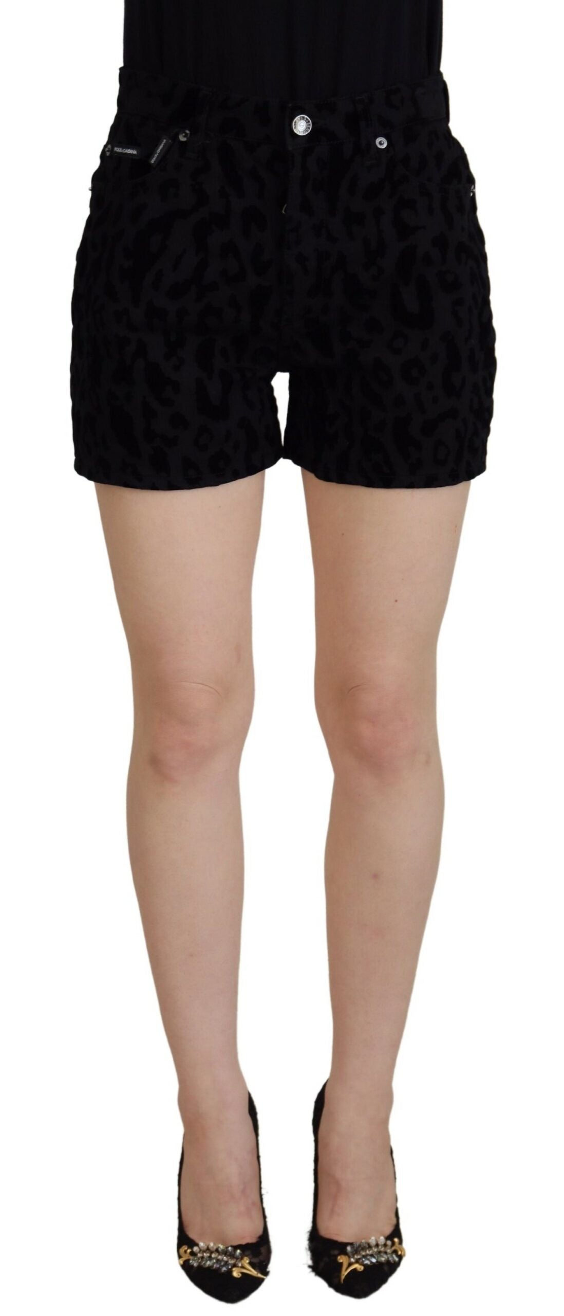 Dolce & Gabbana Black Denim Cotton Stretch Hot Pants Women's Shorts