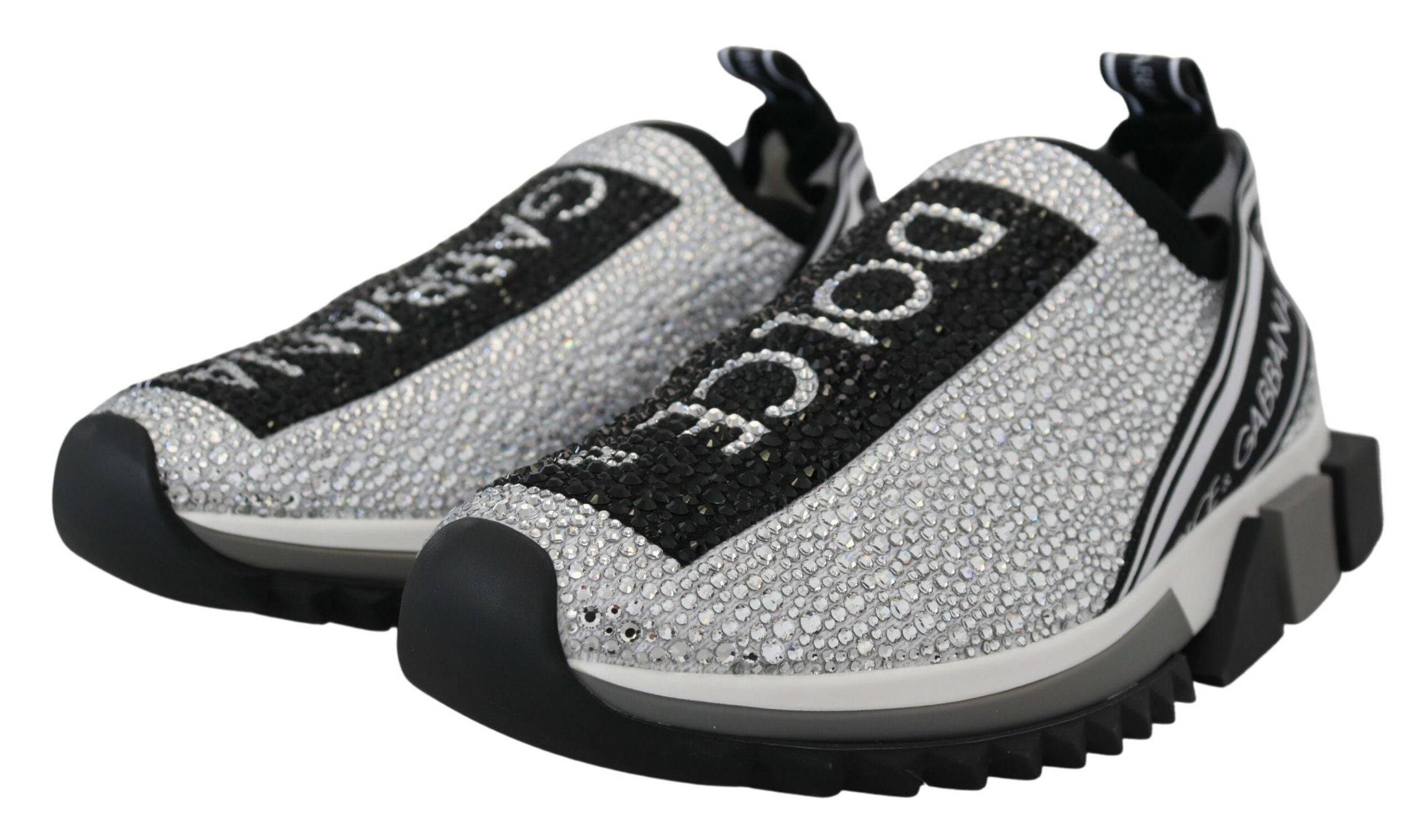 Dolce & Gabbana Silver Rhinestones Sorrento Sneakers Women's Shoes