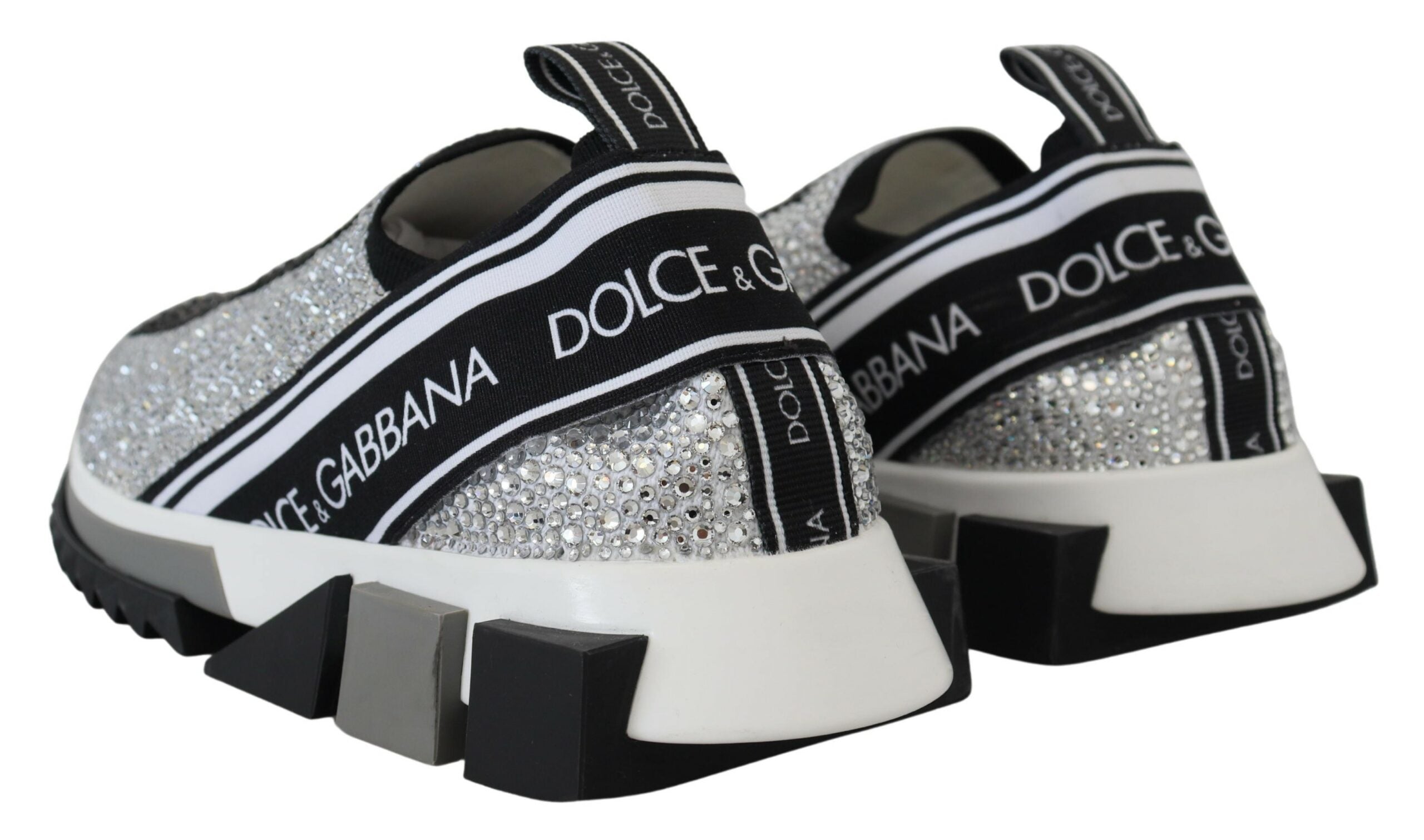 Dolce & Gabbana Silver Rhinestones Sorrento Sneakers Women's Shoes