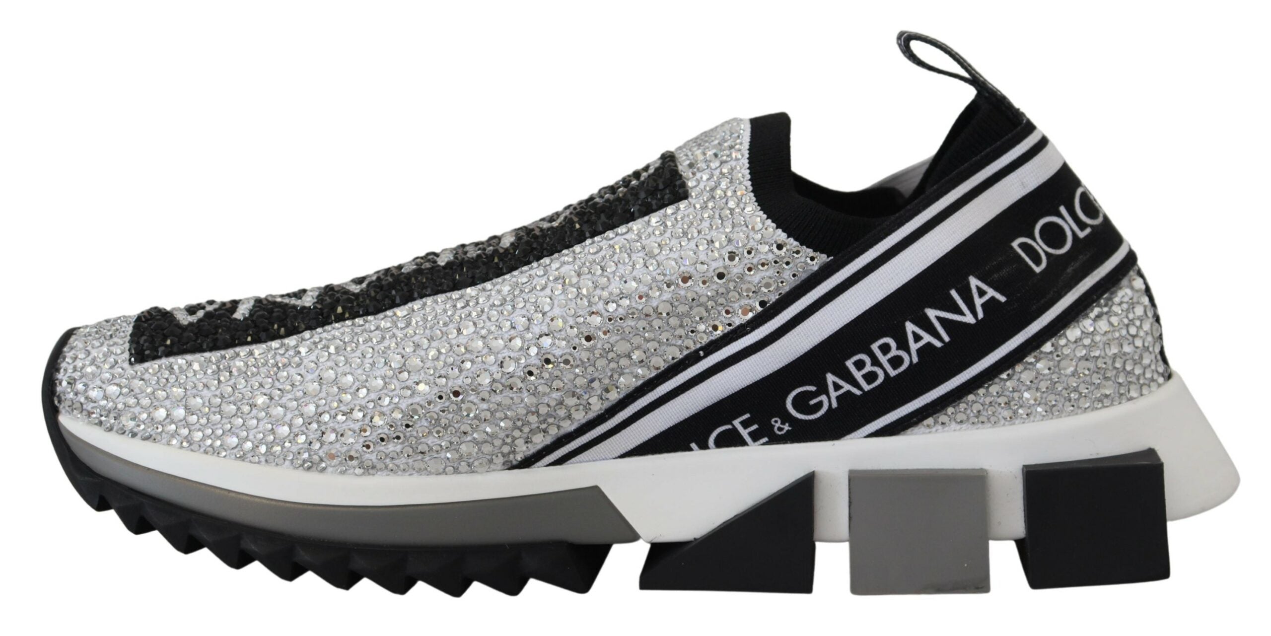 Dolce & Gabbana Silver Rhinestones Sorrento Sneakers Women's Shoes