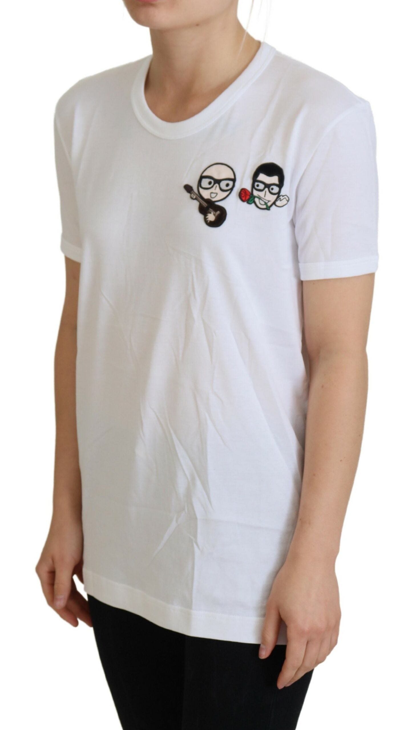 Dolce & Gabbana White #dgfamily Crewneck Cotton Women's T-shirt