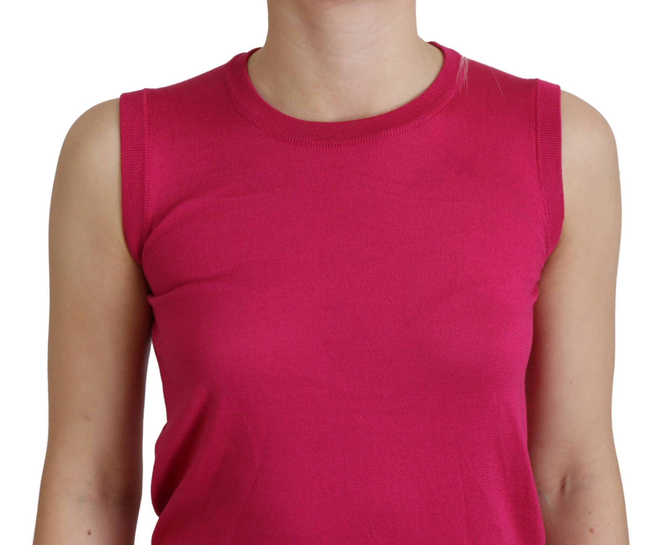 Dolce & Gabbana Pink Silk Vest Pullover Crewneck Tank Women's Top