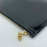 Alexander McQueen Women's Black Patent Leather Skull Charm Large Pouch
