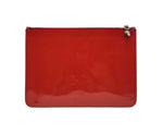 Alexander McQueen Women's Red Charm Patent Leather Silver Skull Large Pouch 420860 6226