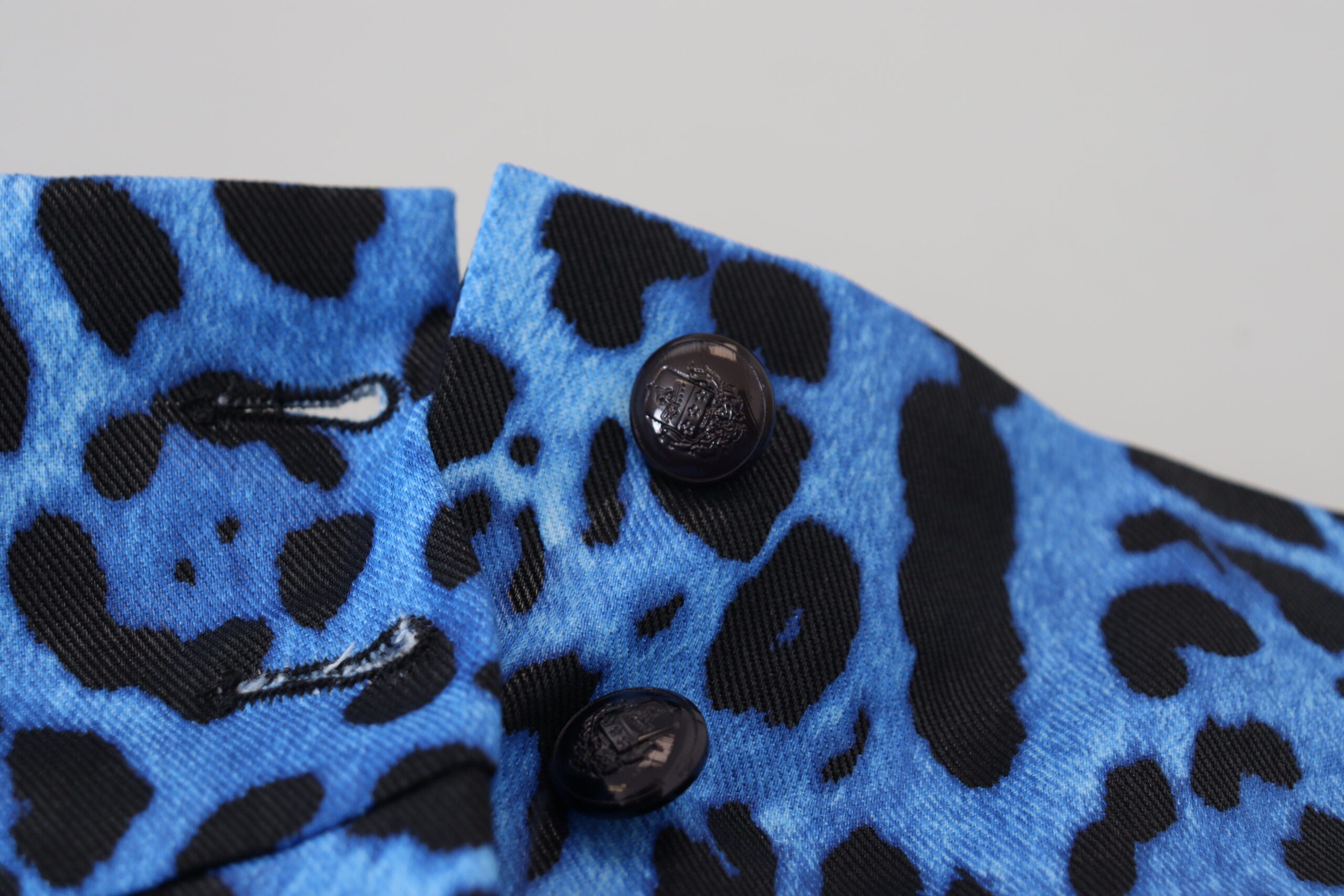 Dolce & Gabbana Blue Leopard Print High Waist Women's Pants