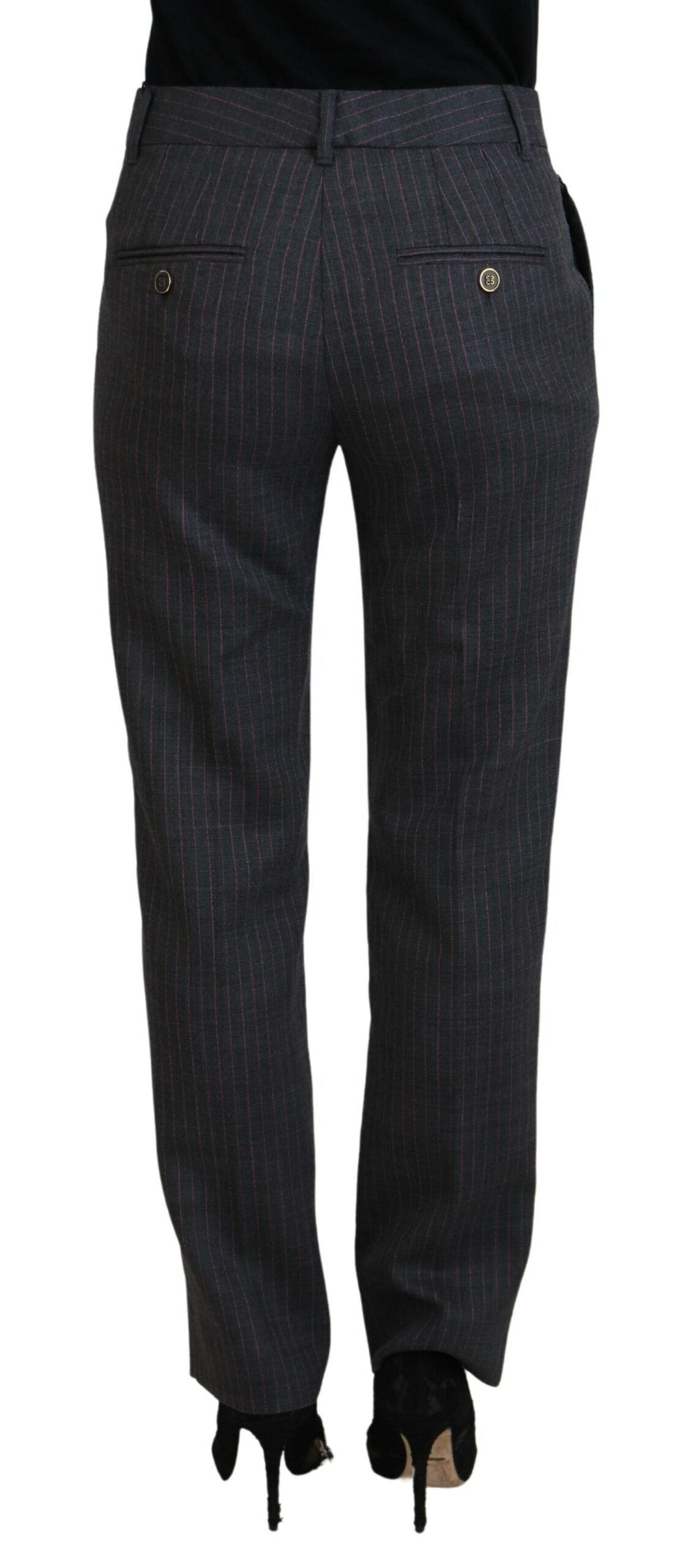 Dolce & Gabbana Gray Stripes Wool Tapered Women Women's Pants