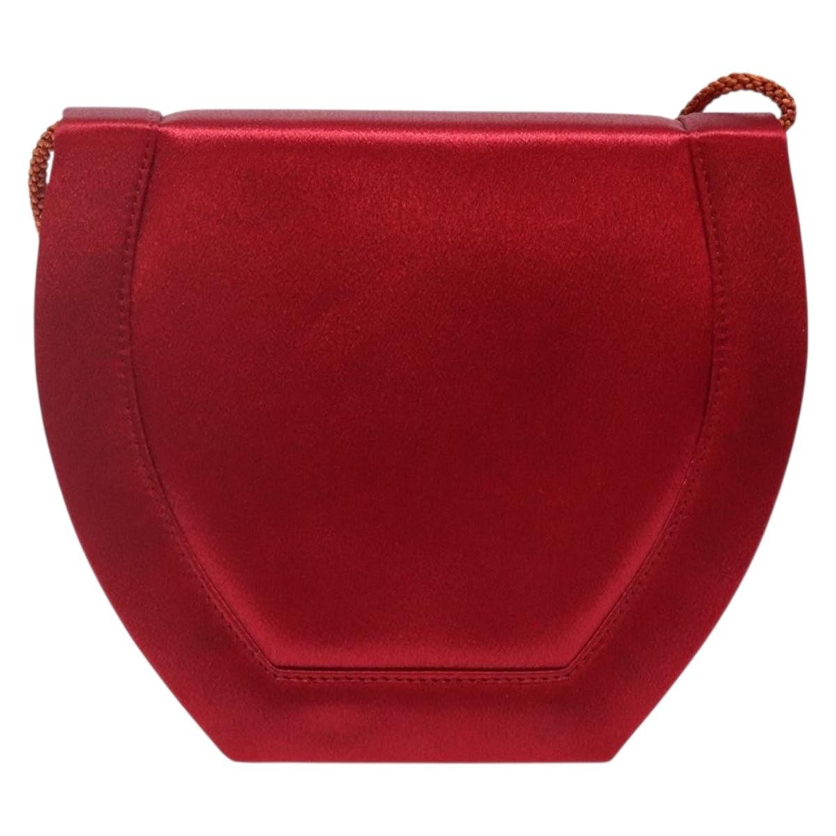 Saint Laurent Vintage Flap Silk Red Satin Clutche & Pouche Bag (Pre-Owned)