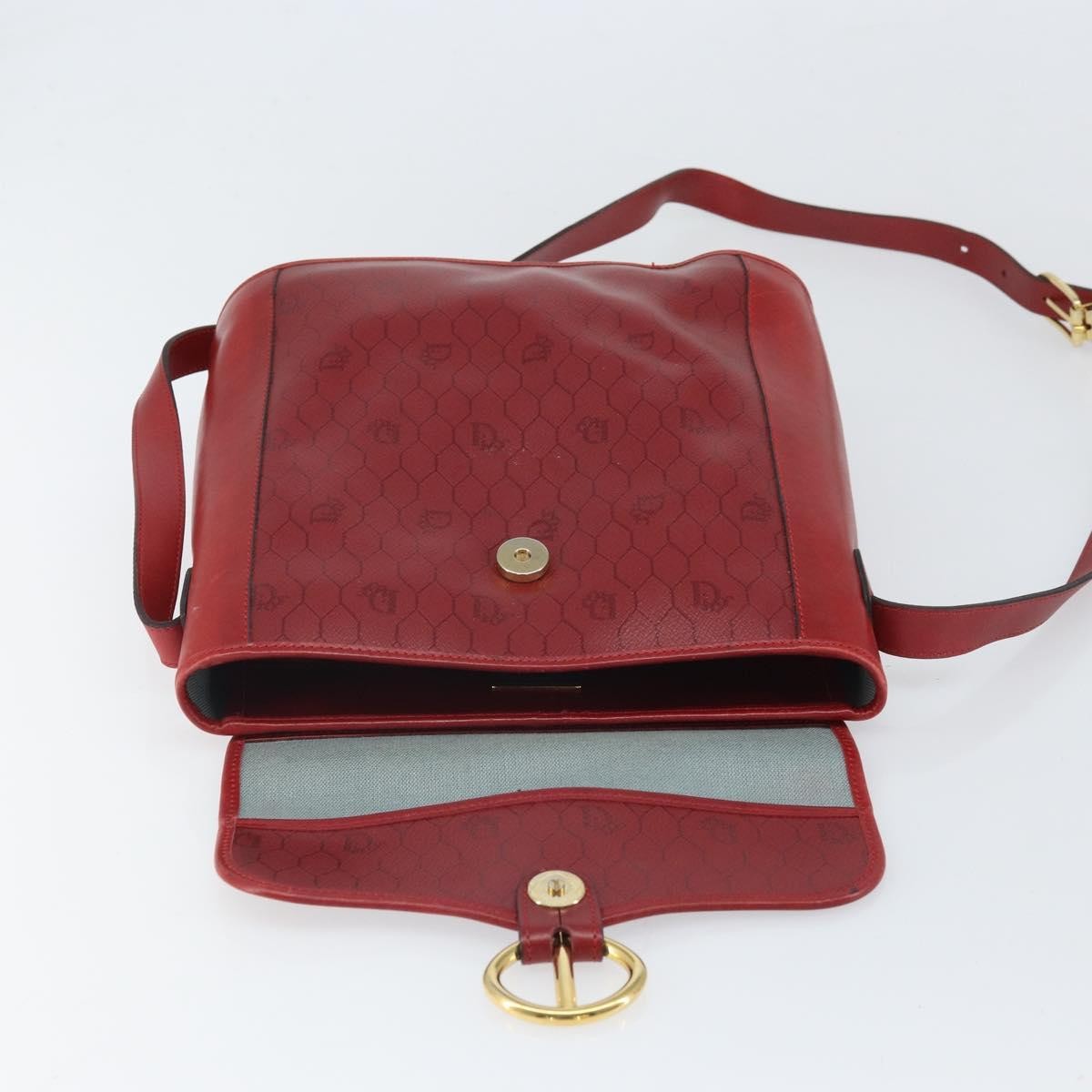 Christian Dior Vintage Honeycomb Flap Canvas And Leather Red Canvas Shoulder Bag Bag (Pre-Owned)