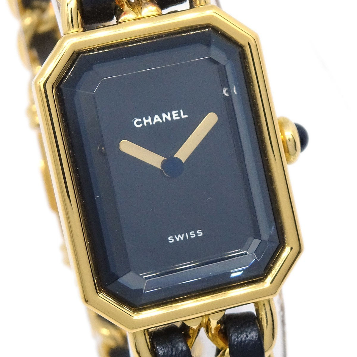 Chanel Premiere Rock Quartz Plated Metal And Leather Watch (Pre-Owned)
