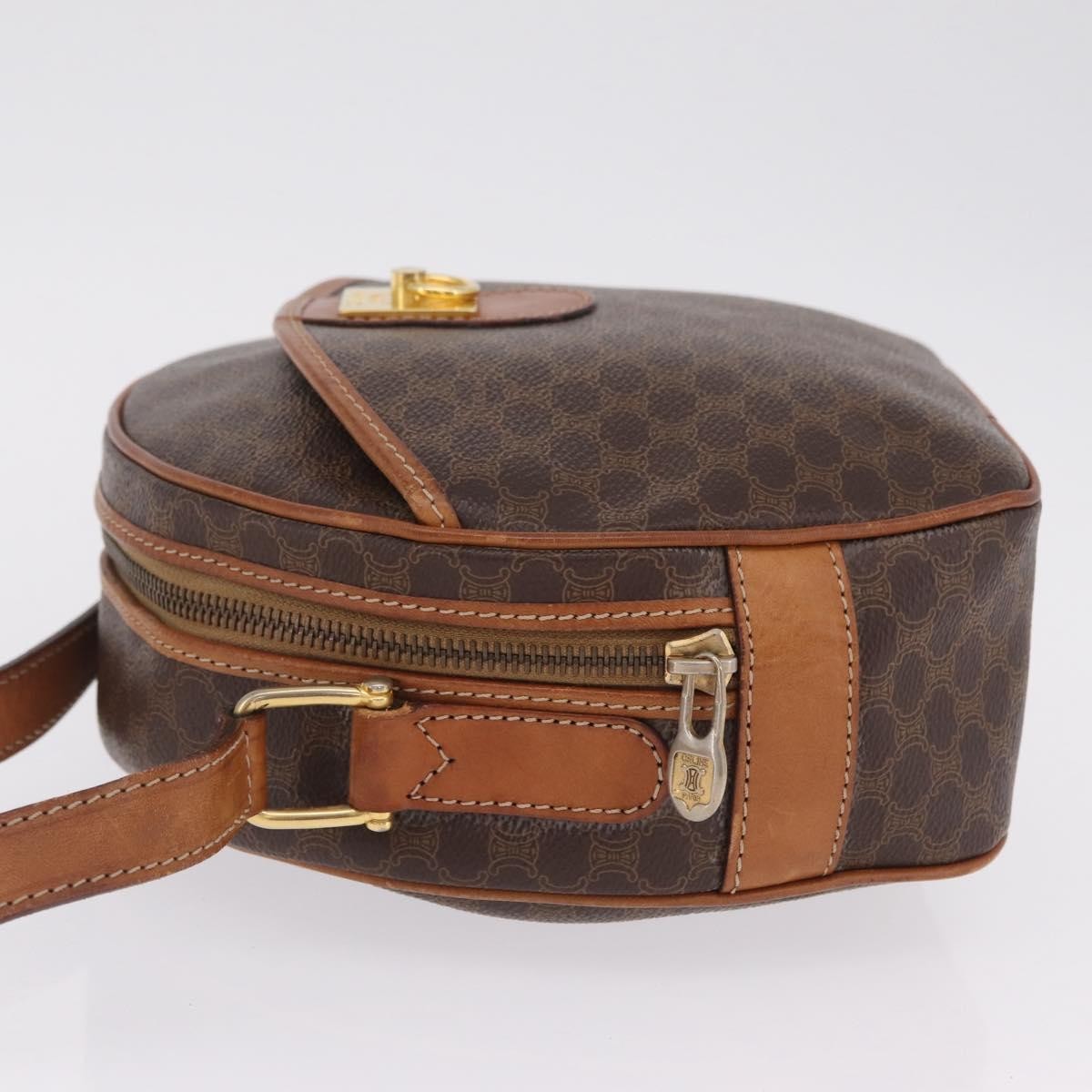 Celine Macadam Shoulder Leather Brown Canvas Crossbody Bag Bag (Pre-Owned)