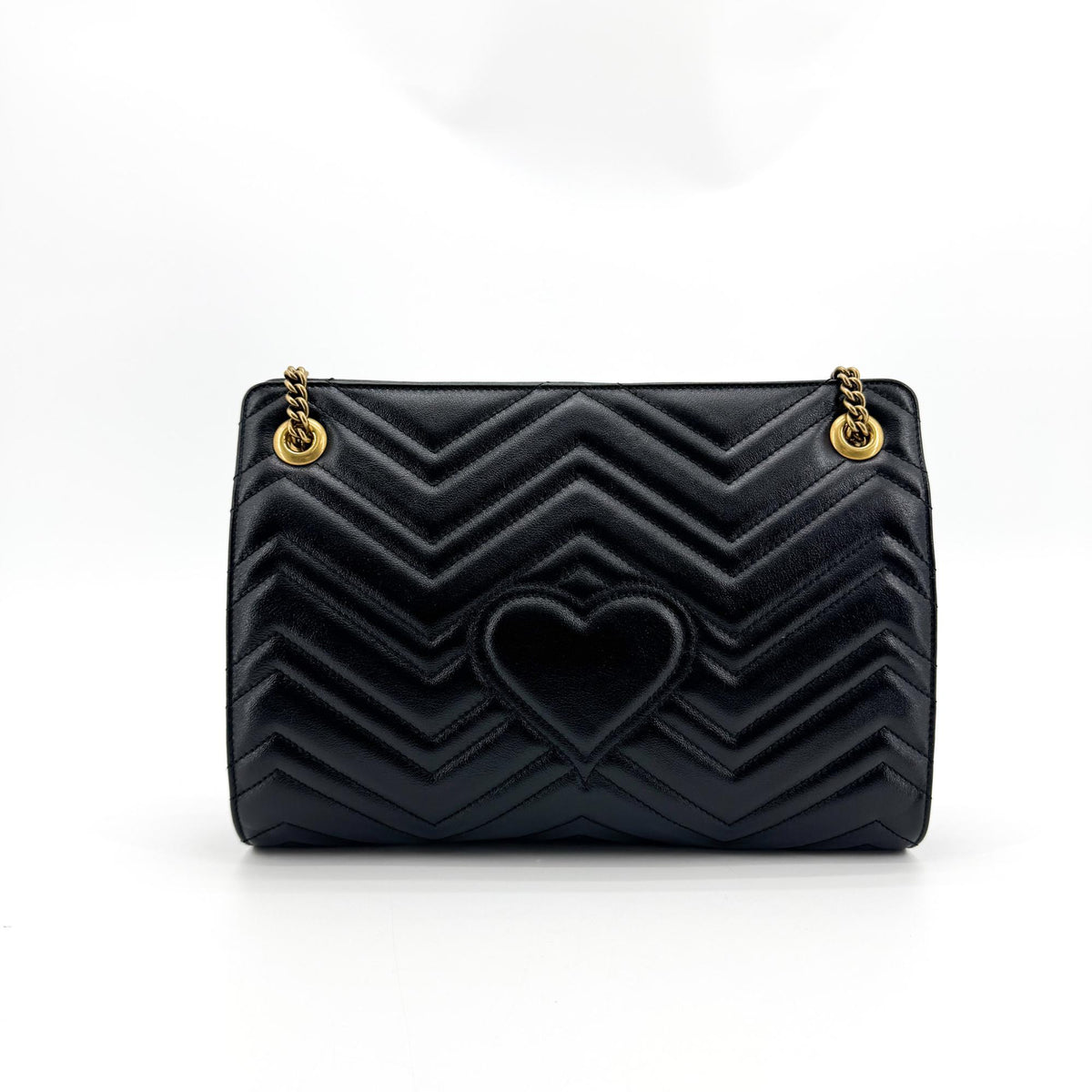 Gucci Gg Marmont Accordion Matelasse Leather Black Leather Shoulder Bag Bag (Pre-Owned)