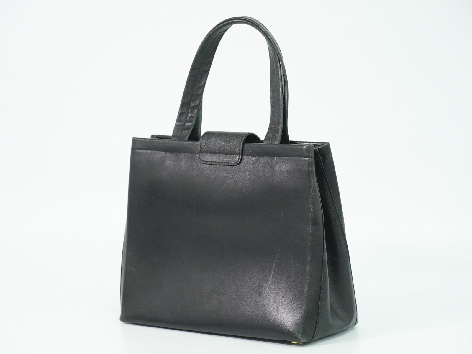 Salvatore Ferragamo Vala Leather Black Leather Handbag (Pre-Owned)