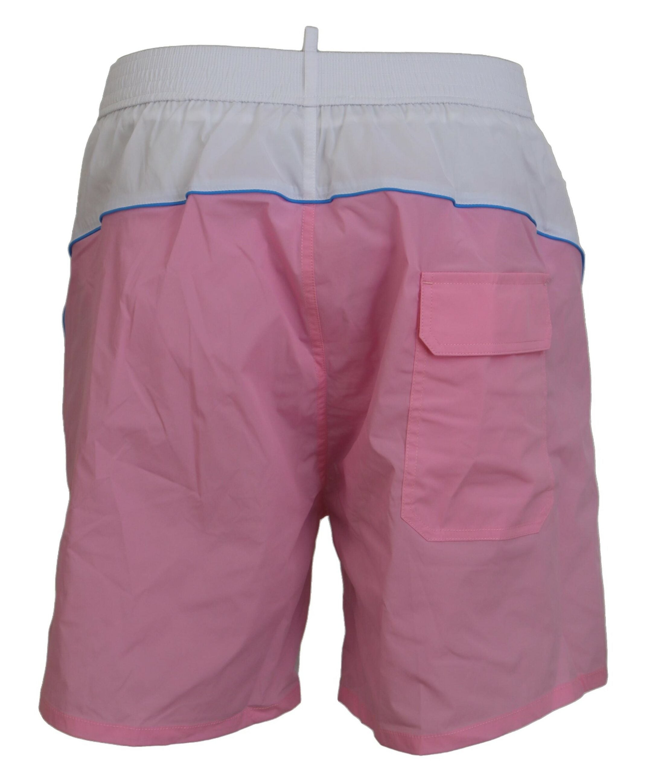 Dsquared² White Pink Logo Print Men Beachwear Shorts Men's Swimwear