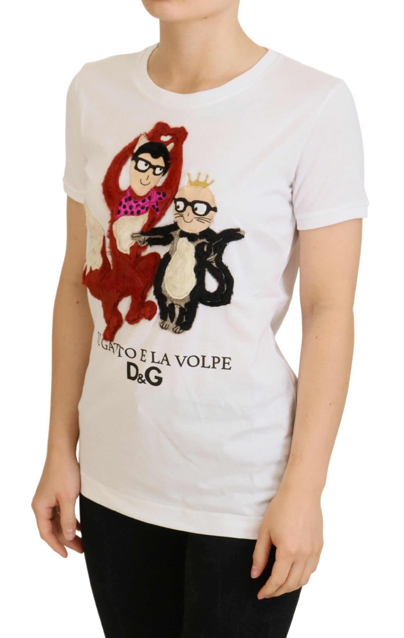 Dolce & Gabbana T-shirt Top White Textured Short Women's Sleeve