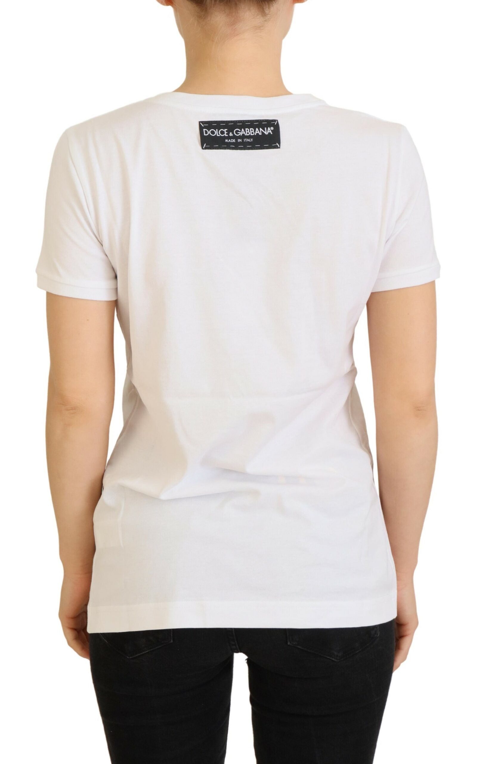 Dolce & Gabbana T-shirt Top White Textured Short Women's Sleeve