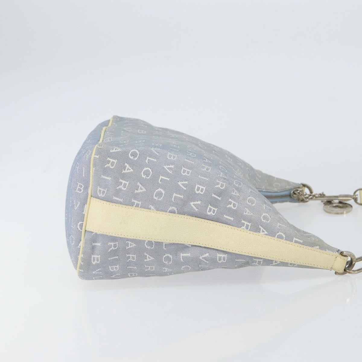 Bvlgari Logomania Canvas With Leather Blue Canvas Shoulder Bag Bag (Pre-Owned)