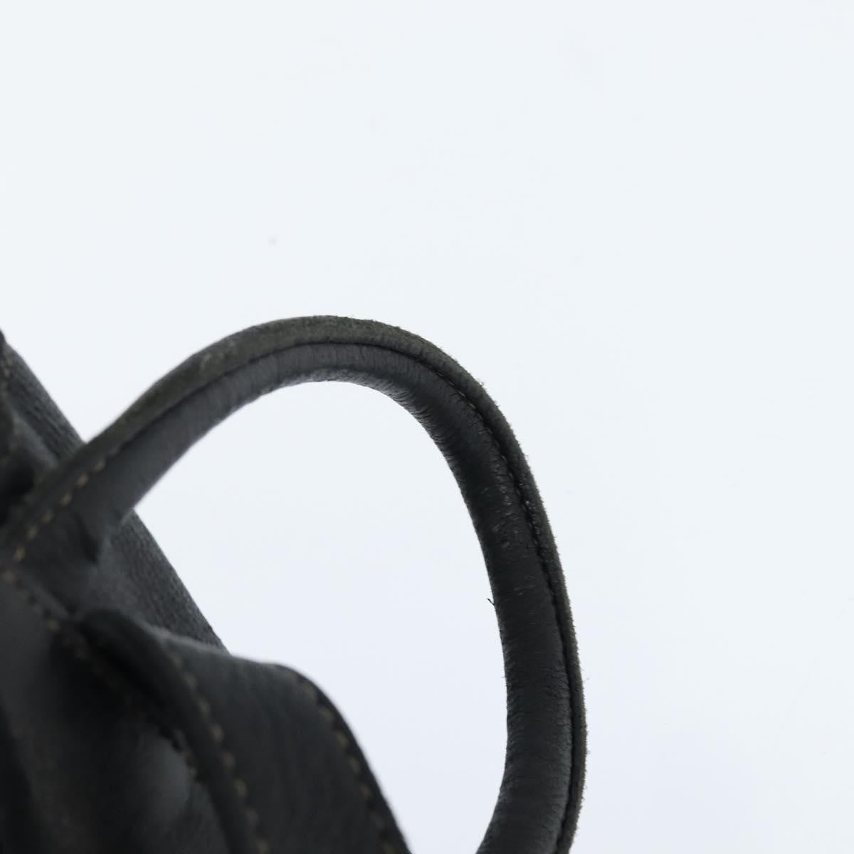Fendi Logo Flap Drawstring Leather Black Leather Backpack Bag (Pre-Owned)