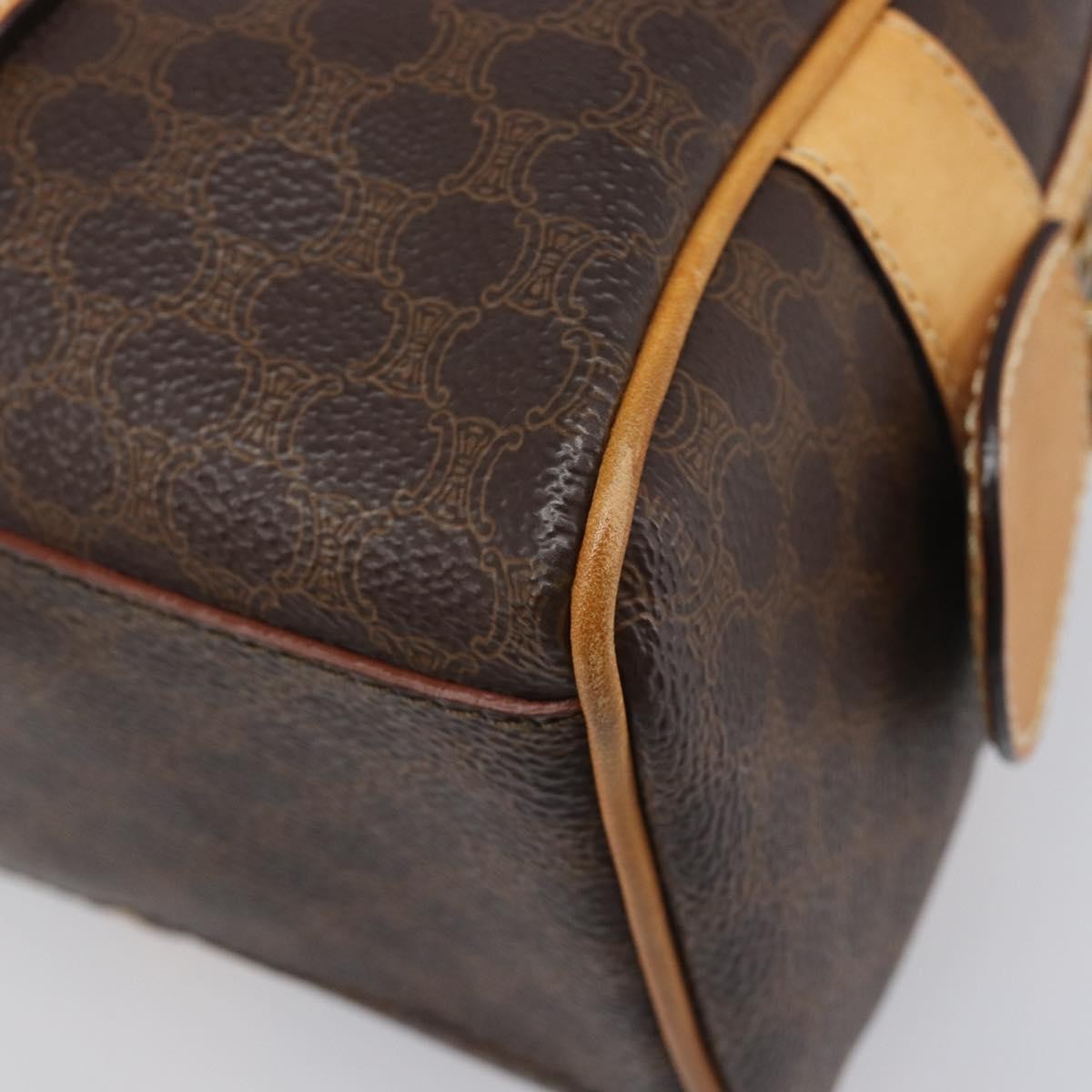 Celine Vintage Shoulder Bag Macadam Canvas & Leather Brown Pvc Shoulder Bag Bag (Pre-Owned)
