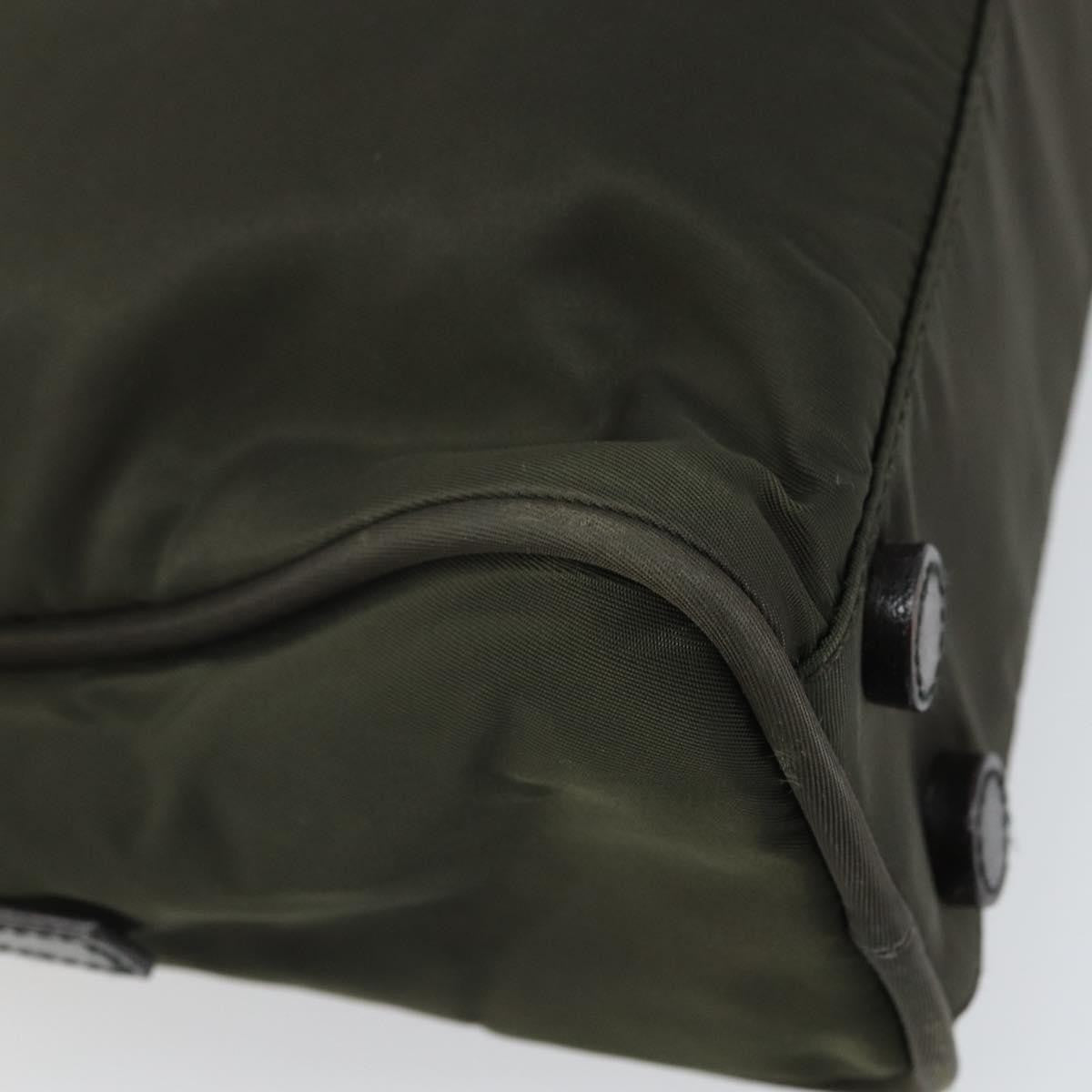 Prada Zip Around Tote Tessuto Khaki Nylon Handbag (Pre-Owned)