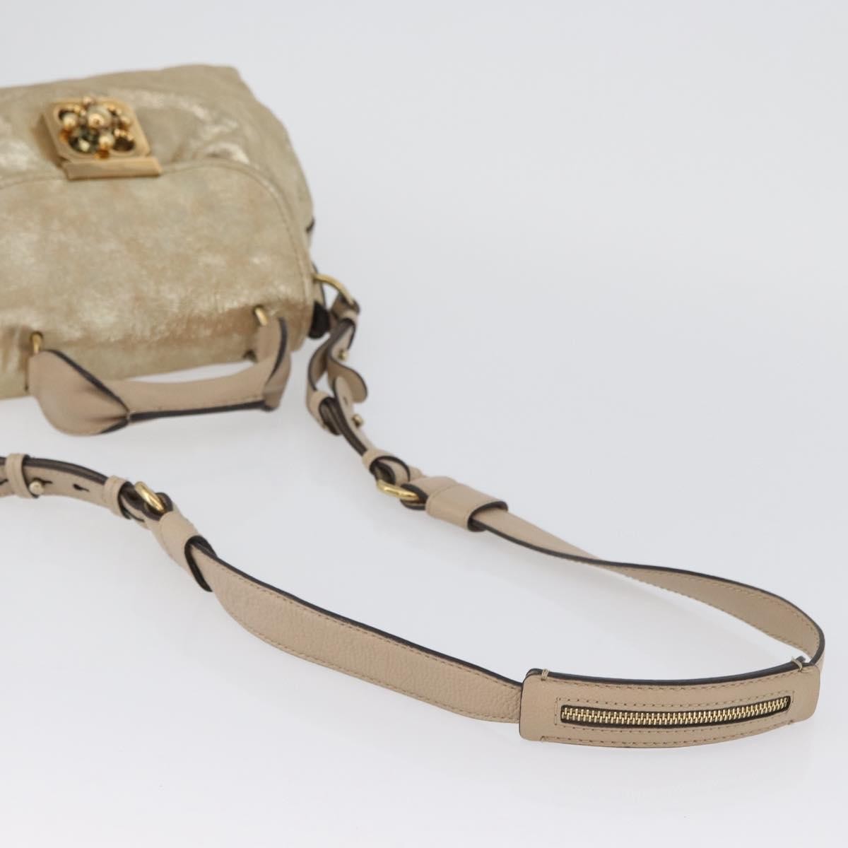 Chloe Elsie Convertible Satchel Leather Gold Leather Handbag (Pre-Owned)