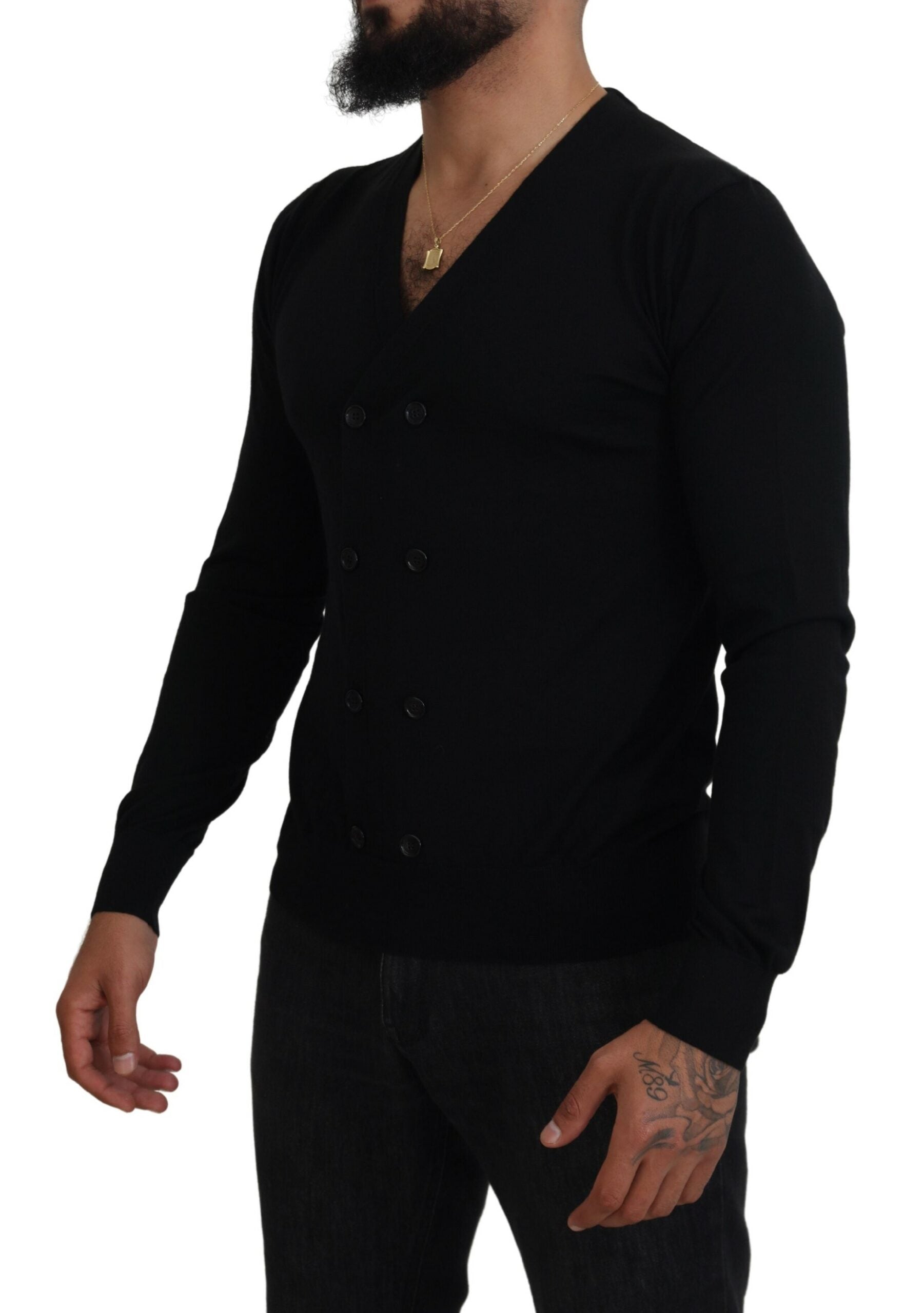 Dolce & Gabbana Black Cashmere Button Down Cardigan Men's Sweater