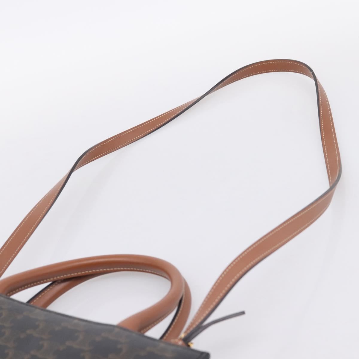 Celine Vertical Cabas Tote Triomphe Coated Canvas Brown Canvas Tote Bag Bag (Pre-Owned)