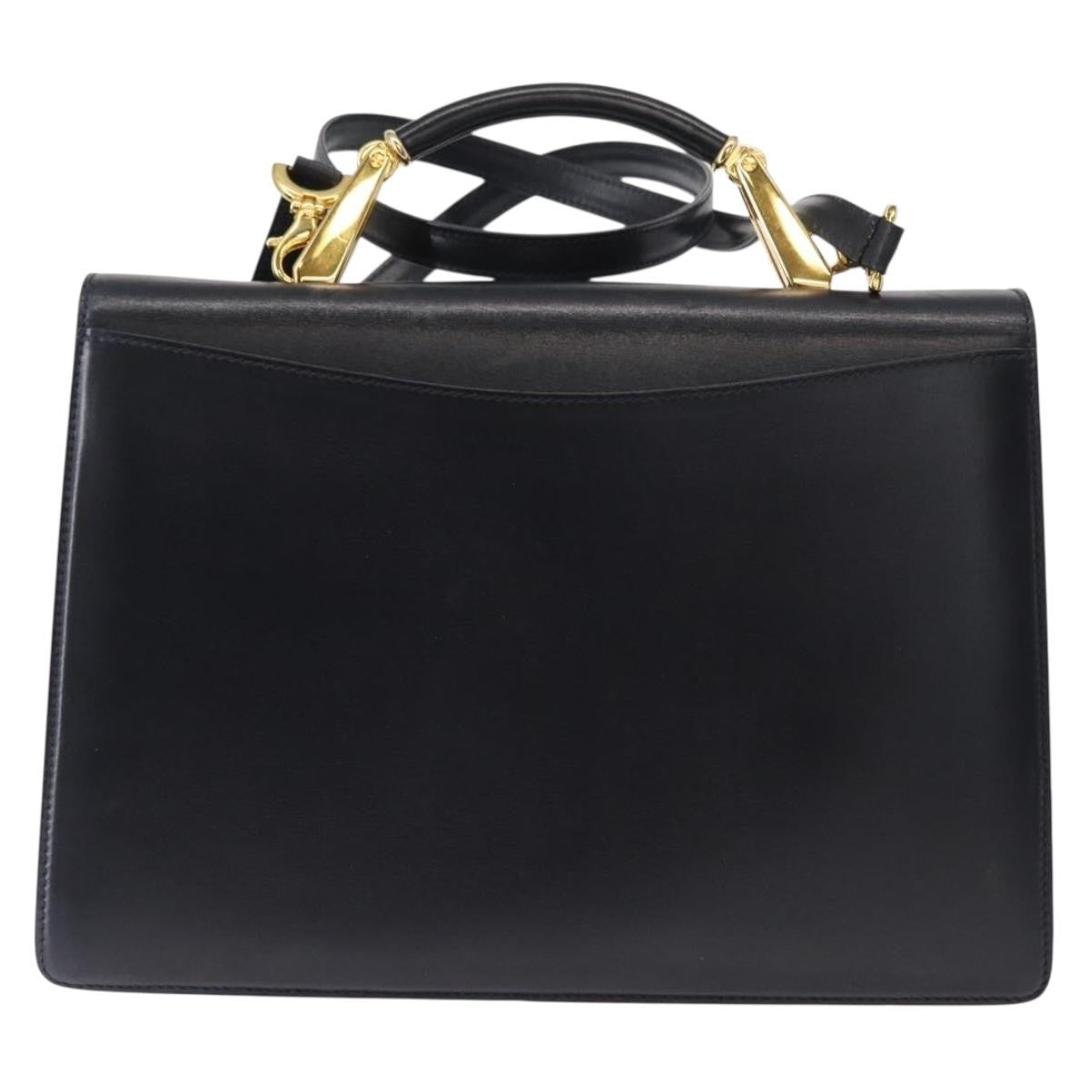 Bally Vintage Leather Navy Leather Handbag (Pre-Owned)