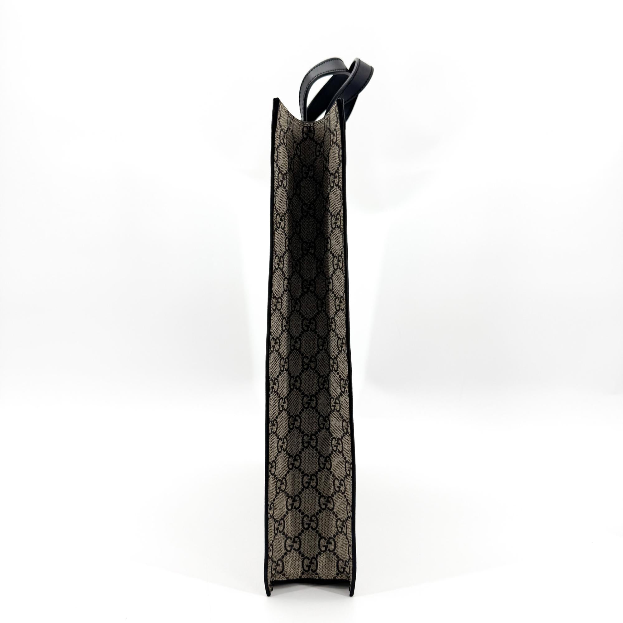 Gucci Kingsnake Printed Leather Black Canvas Tote Bag Bag (Pre-Owned)