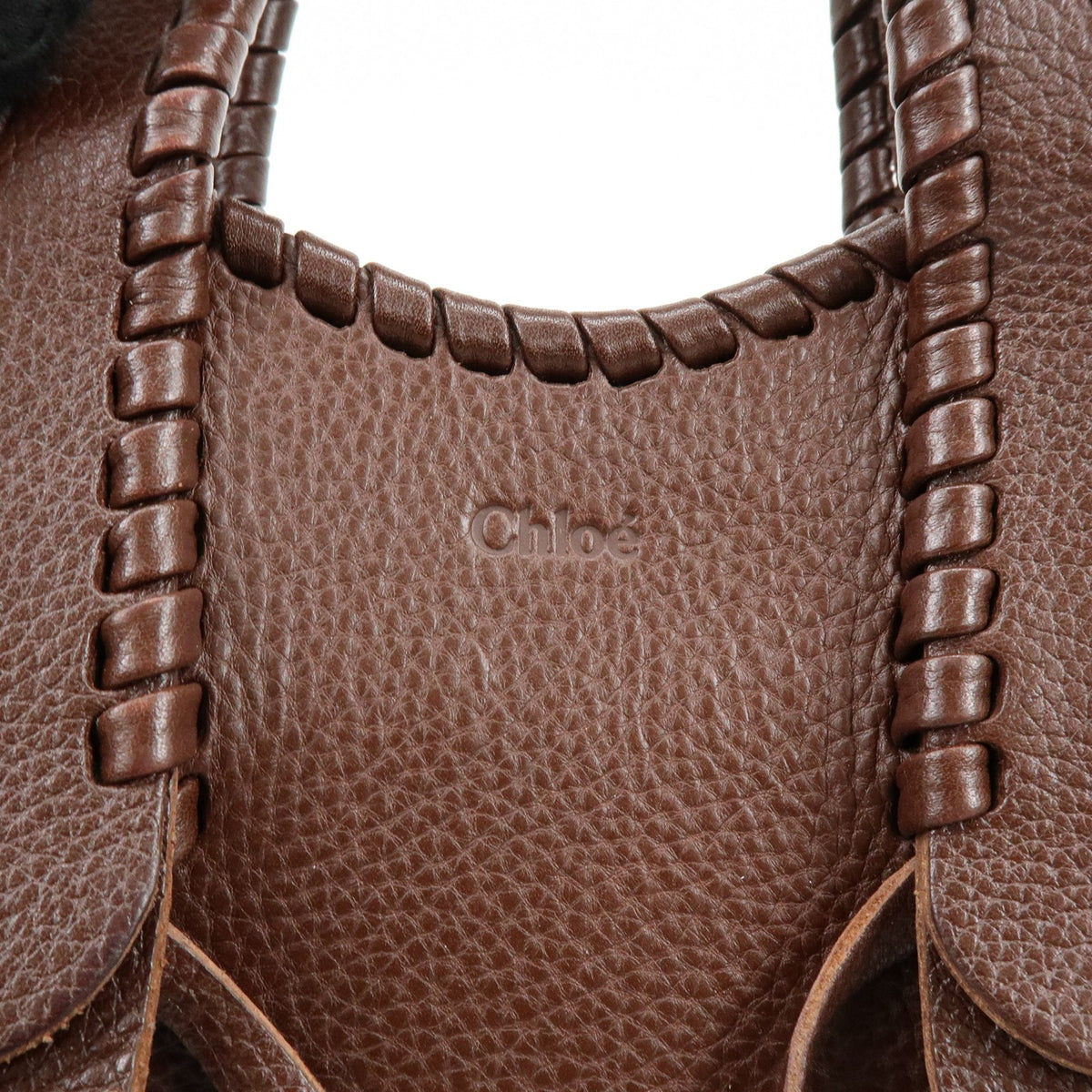Chloe Mony Leather Brown Leather Tote Bag Bag (Pre-Owned)