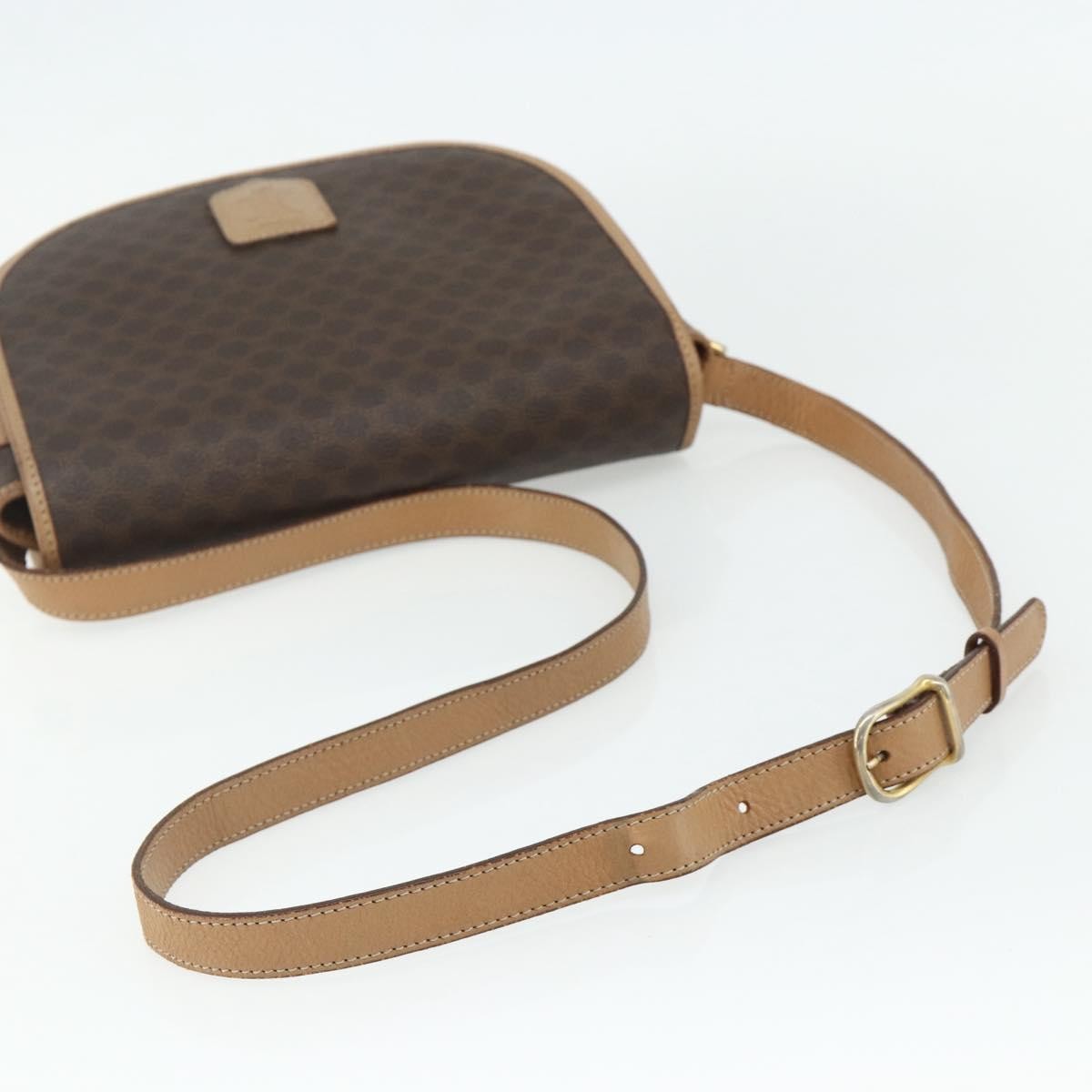 Celine Vintage Macadam Canvas And Leather Brown Canvas Shoulder Bag Bag (Pre-Owned)