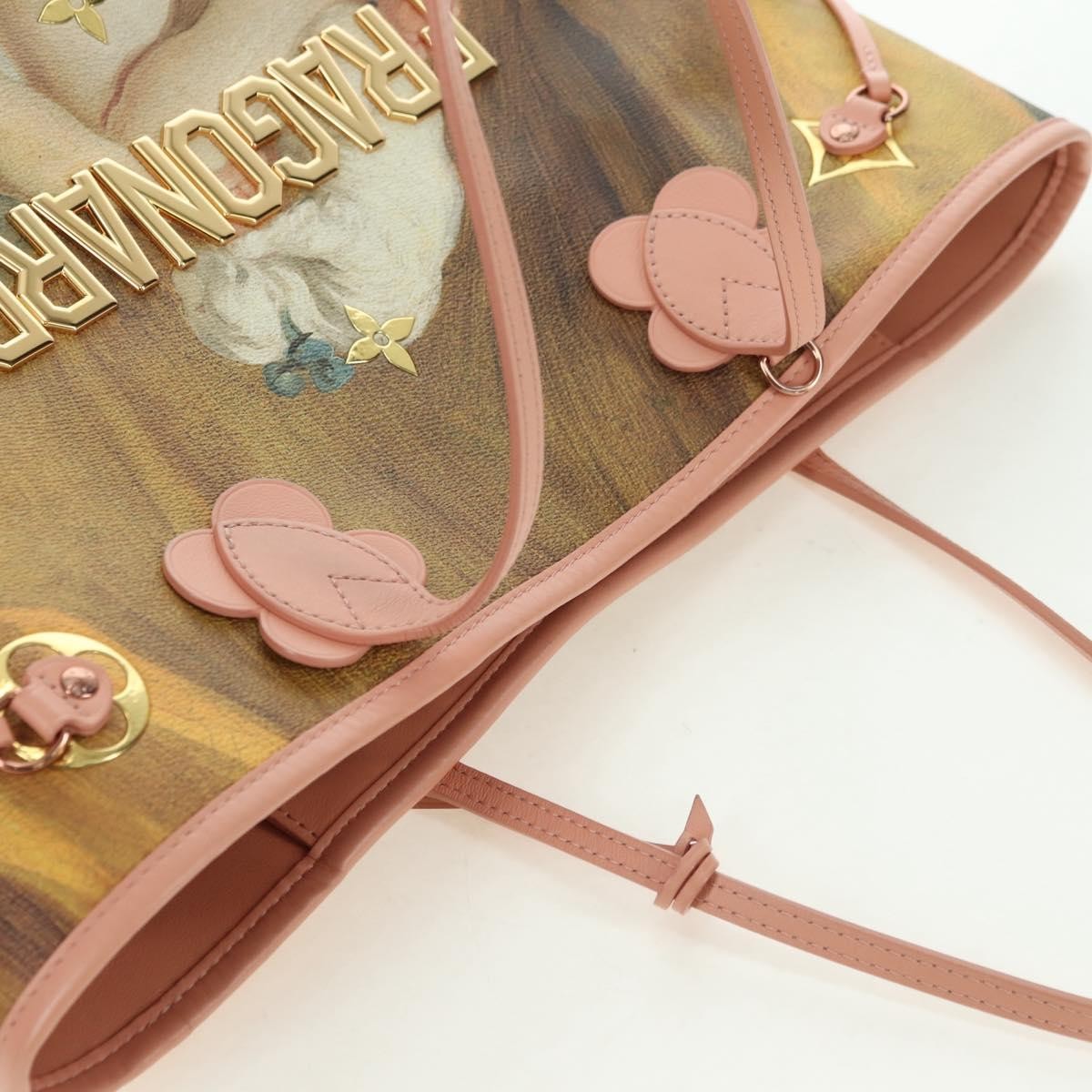 Louis Vuitton Neverfull Nm Limited Edition Jeff Koons Fragonard Print Canvas Pink Canvas Tote Bag Bag (Pre-Owned)
