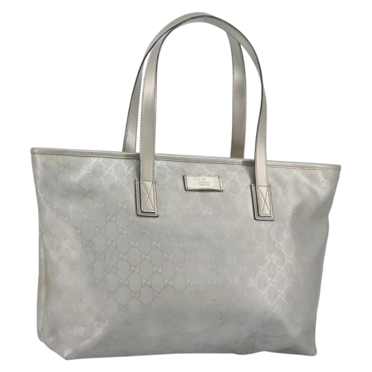 Gucci Plus Tote Gg Imprime Silver Canvas Tote Bag Bag (Pre-Owned)