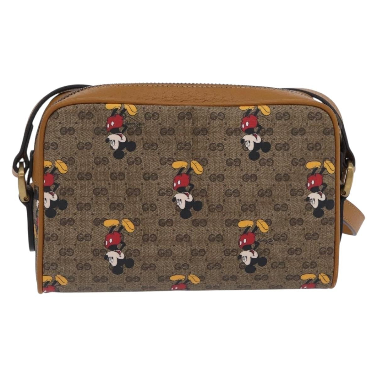 Gucci Disney Mickey Mouse Printed Mini Gg Coated Canvas Beige Canvas Shoulder Bag Bag (Pre-Owned)