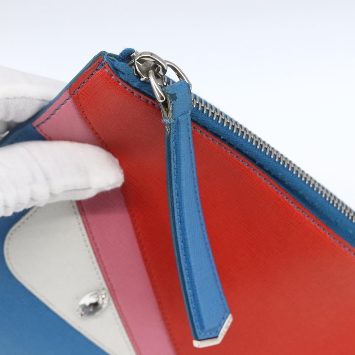 Fendi Monster Clutch Leather Blue Leather Clutche & Pouche Bag (Pre-Owned)