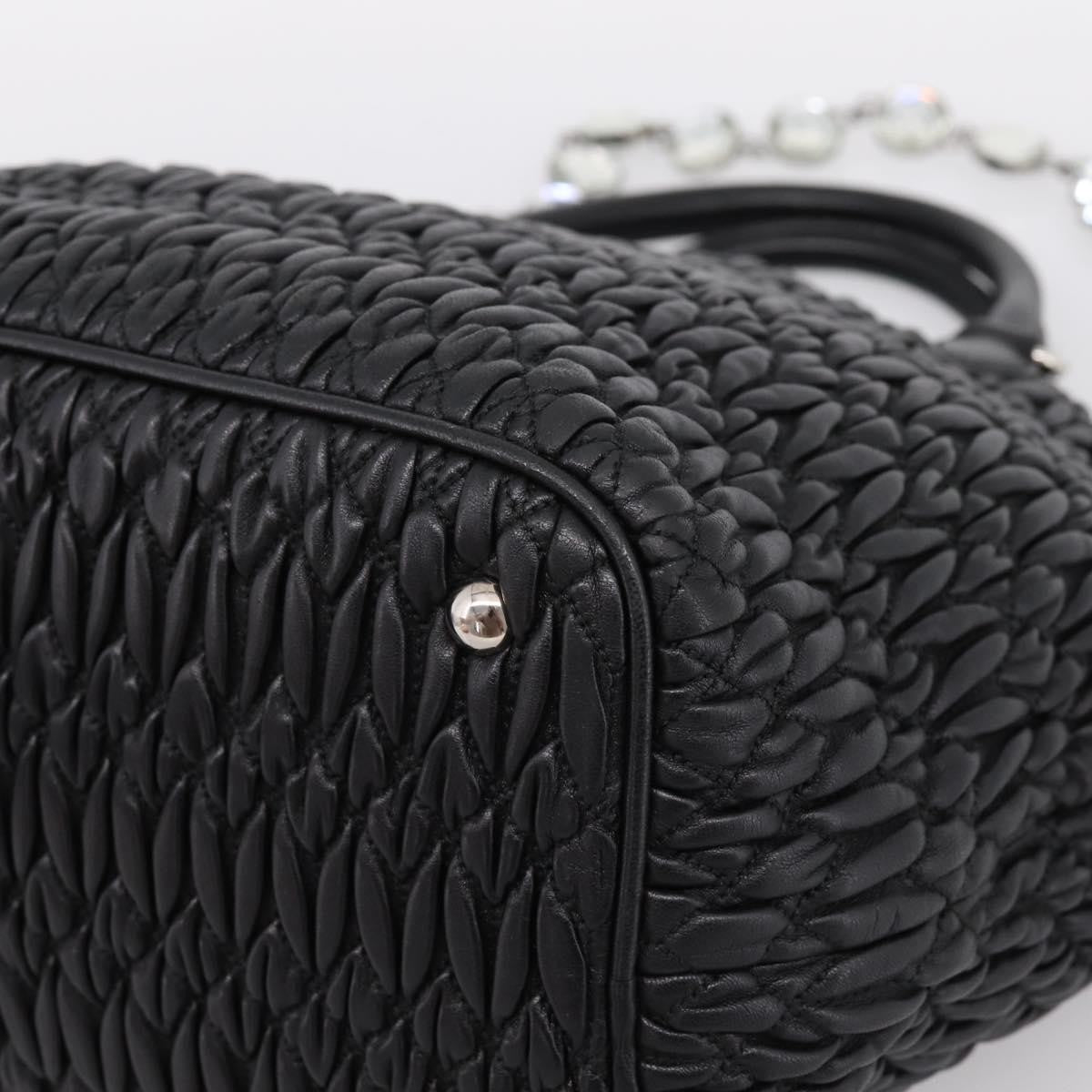 Miu Miu Shopper Tote Matelasse Leather Black Leather Handbag (Pre-Owned)