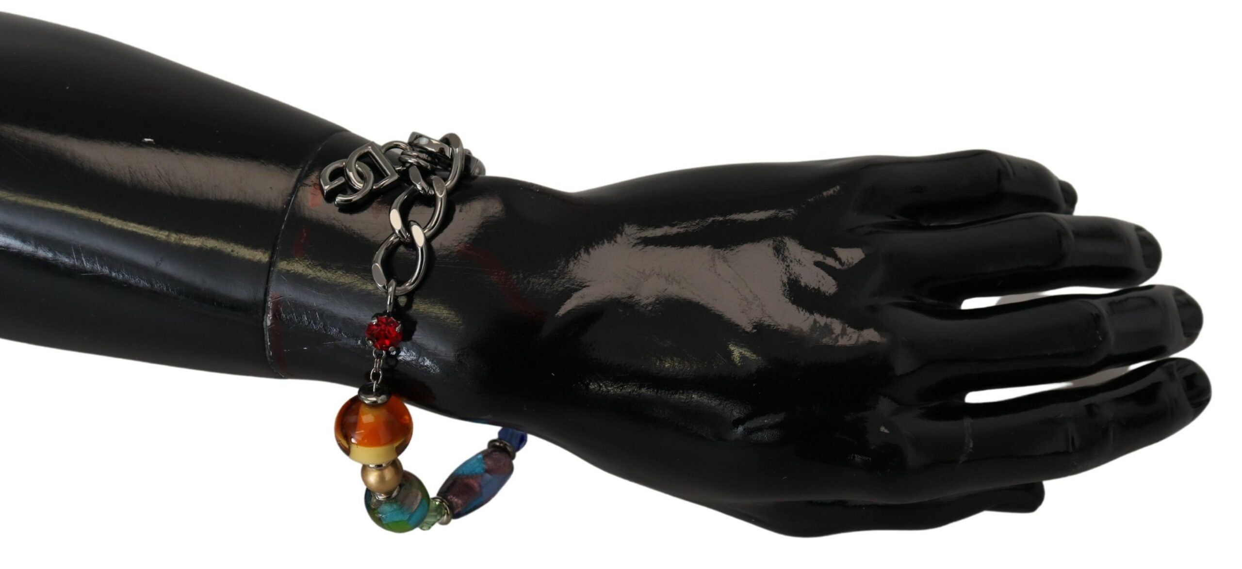 Dolce & Gabbana multicolor Silver Chain Brass Beaded Lobster Clasp Women's Bracelet