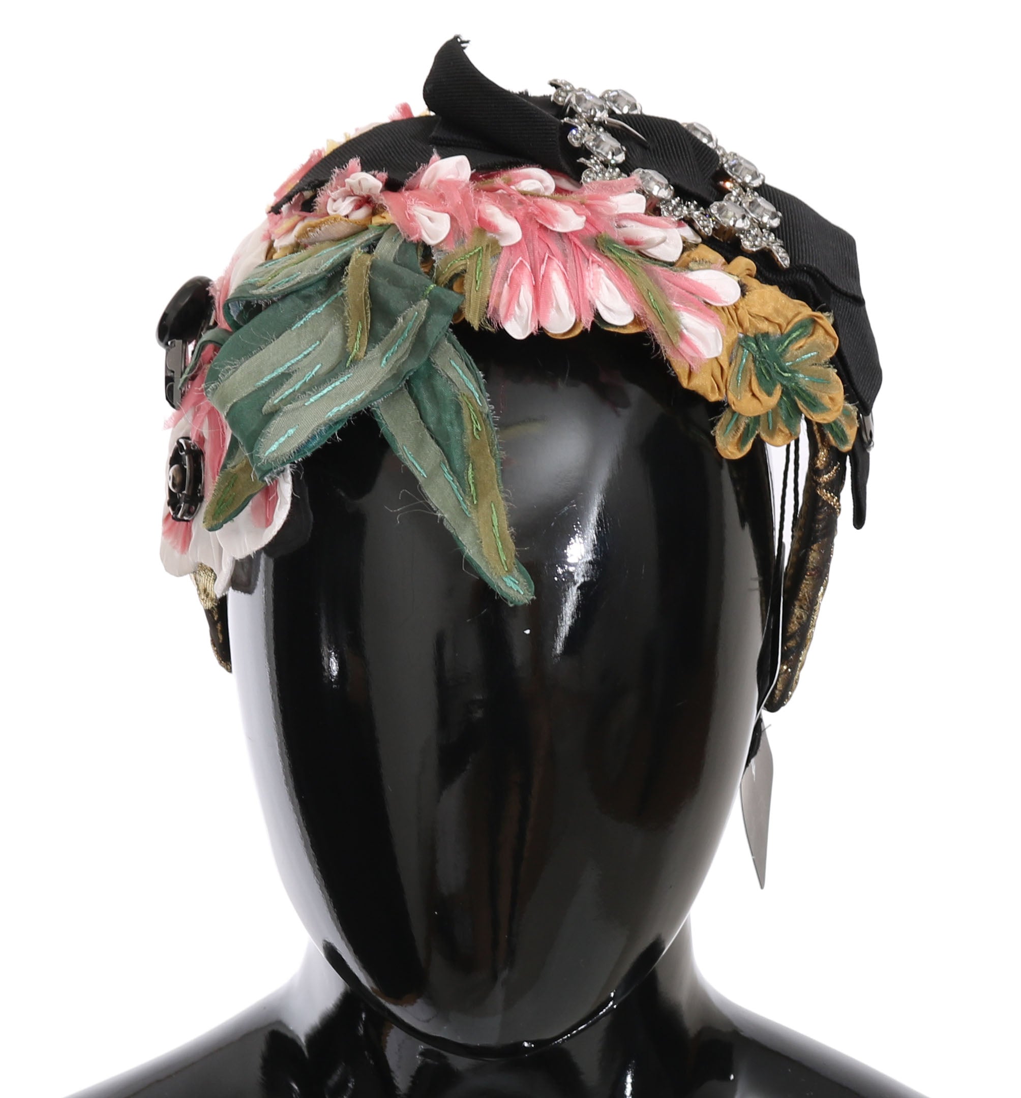 Dolce & Gabbana Multicolor Tiara Floral Crystal Bow Diadem Women's Headband