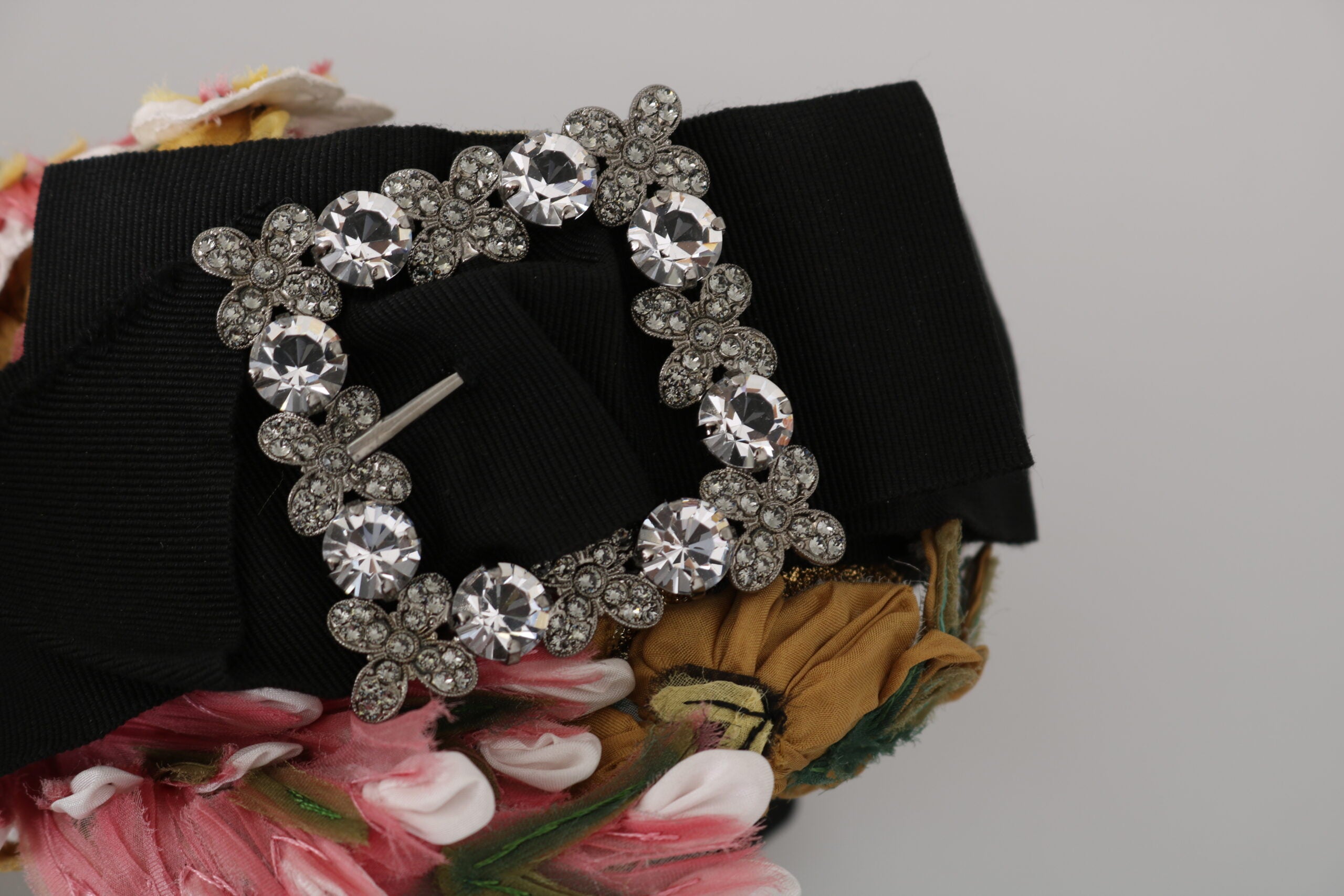Dolce & Gabbana Multicolor Tiara Floral Crystal Bow Diadem Women's Headband