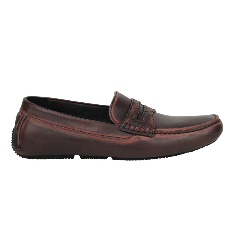 Bottega Veneta Men's Worn Burgundy Leather Loafer Shoes 427368 2240 (41 EU / 8 US)