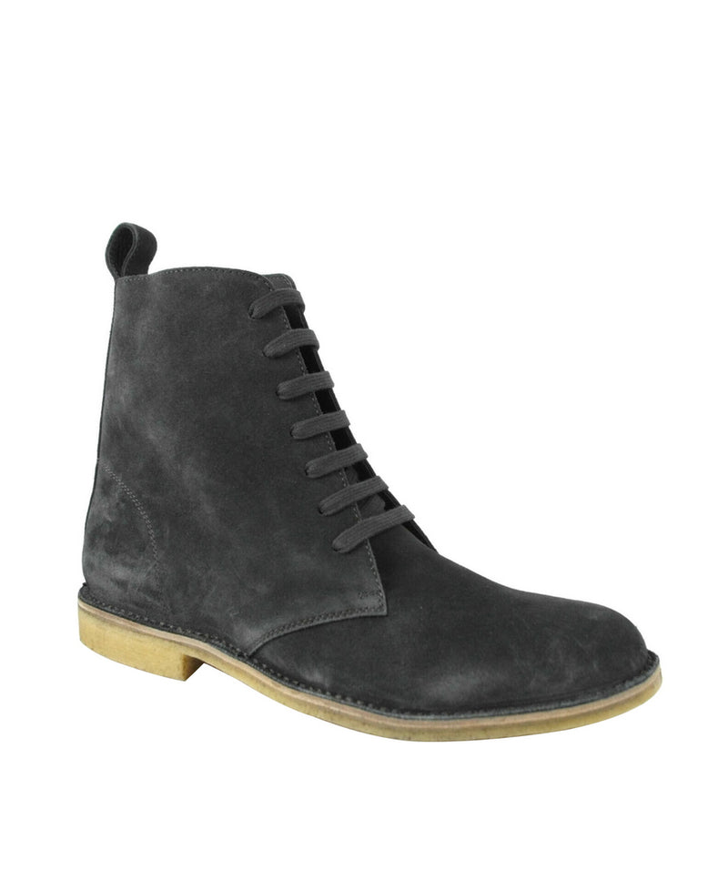 Bottega Veneta Men's Dark Gray Suede Side Zipper Lace-Up Boot 427383 2015