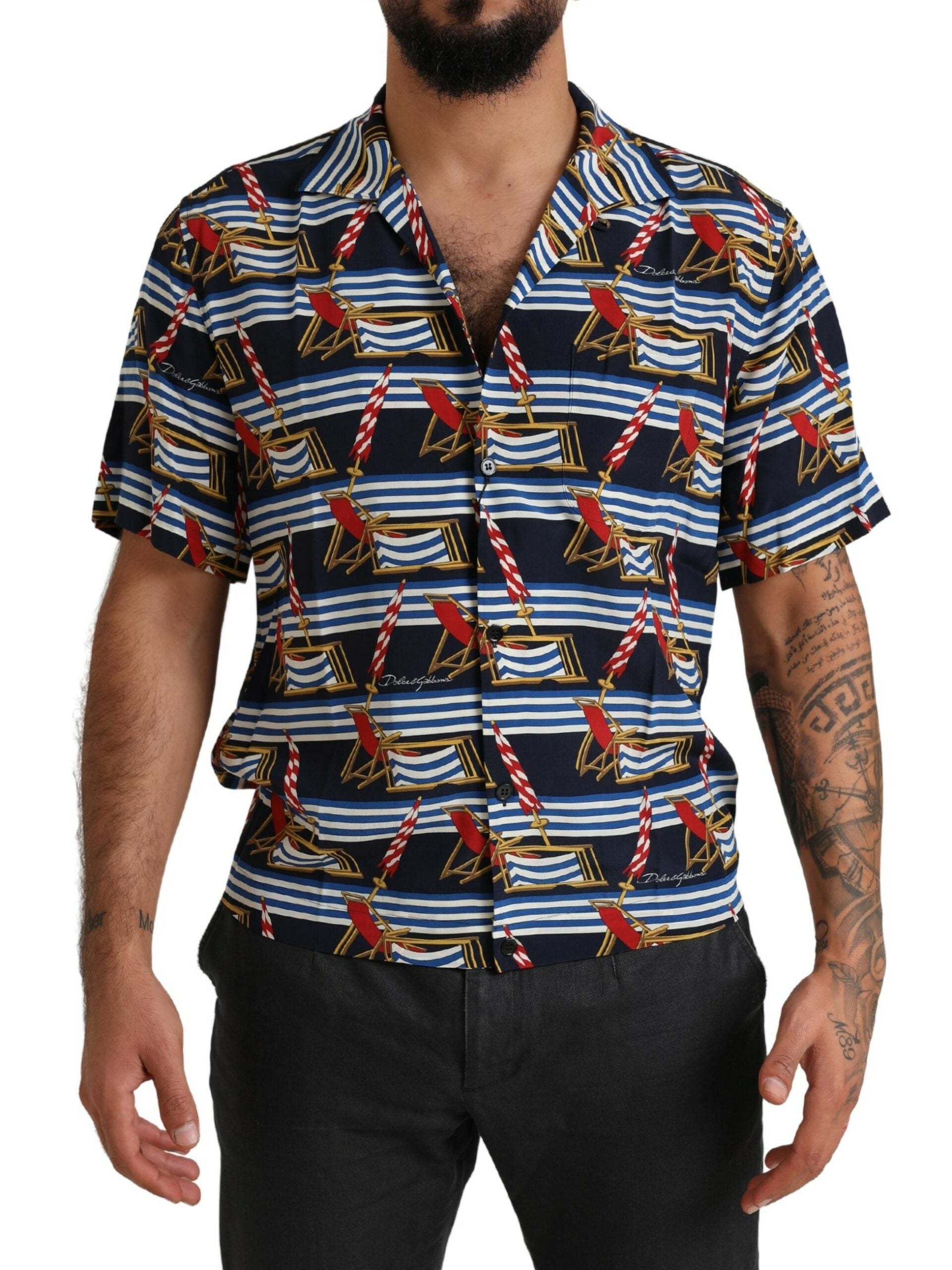 Dolce & Gabbana Elegant Multicolor Silk Casual Men's Shirt