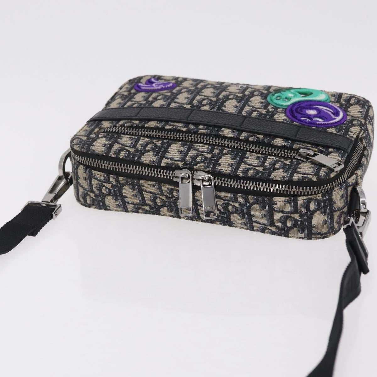 Christian Dior Kenny Scharf Safari Messenger Oblique Canvas With Applique Navy Canvas Handbag (Pre-Owned)