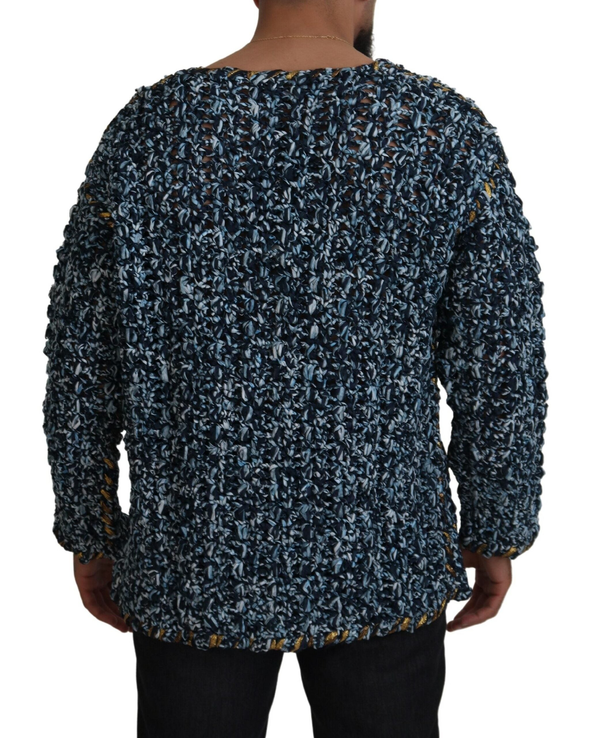 Dolce & Gabbana Elegant Blue V-Neck Cardigan Men's Sweater