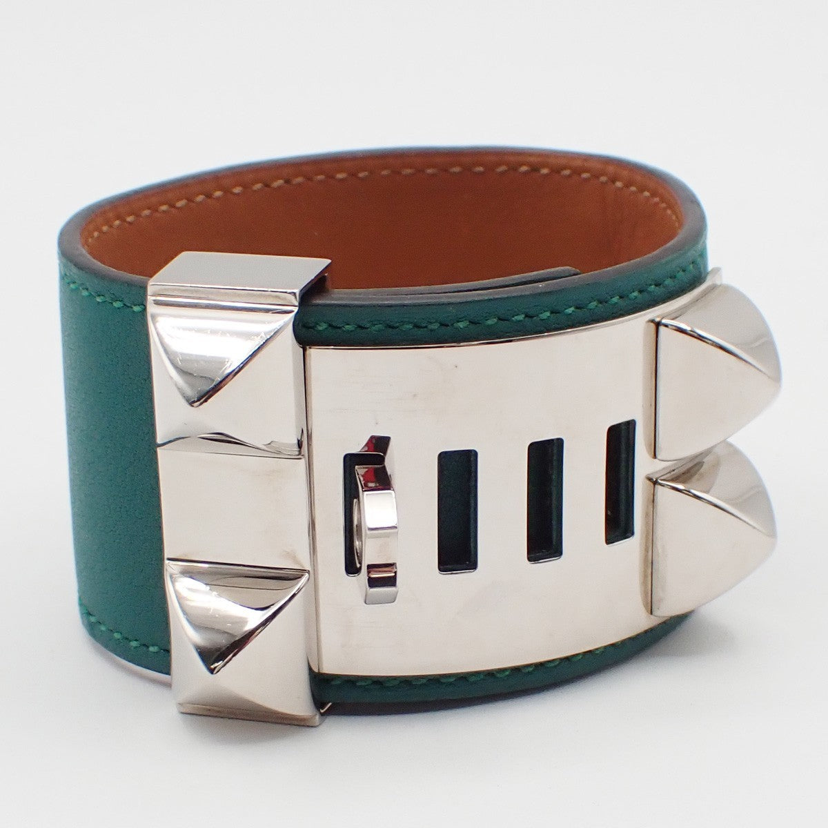 Hermes Collier De Chien Leather Green Leather Bracelet Jewelry (Pre-Owned)