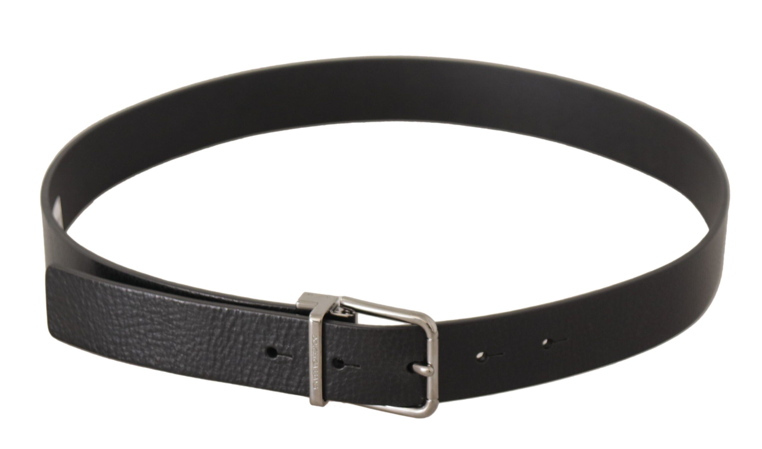 Dolce & Gabbana Elegant Black Leather Belt with Metal Men's Buckle