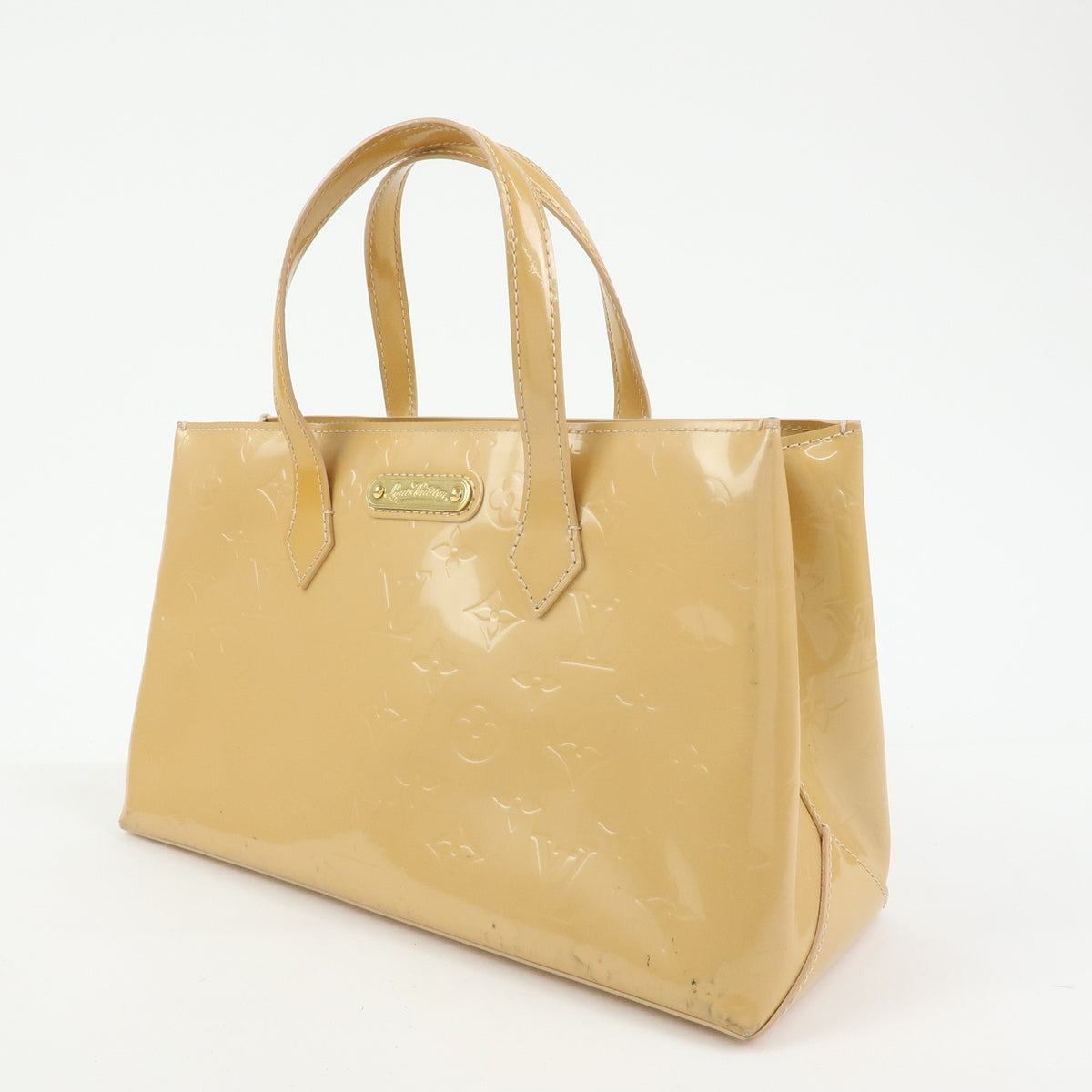Louis Vuitton Wilshire Monogram Vernis Beige Patent_Leather Handbag (Pre-Owned)