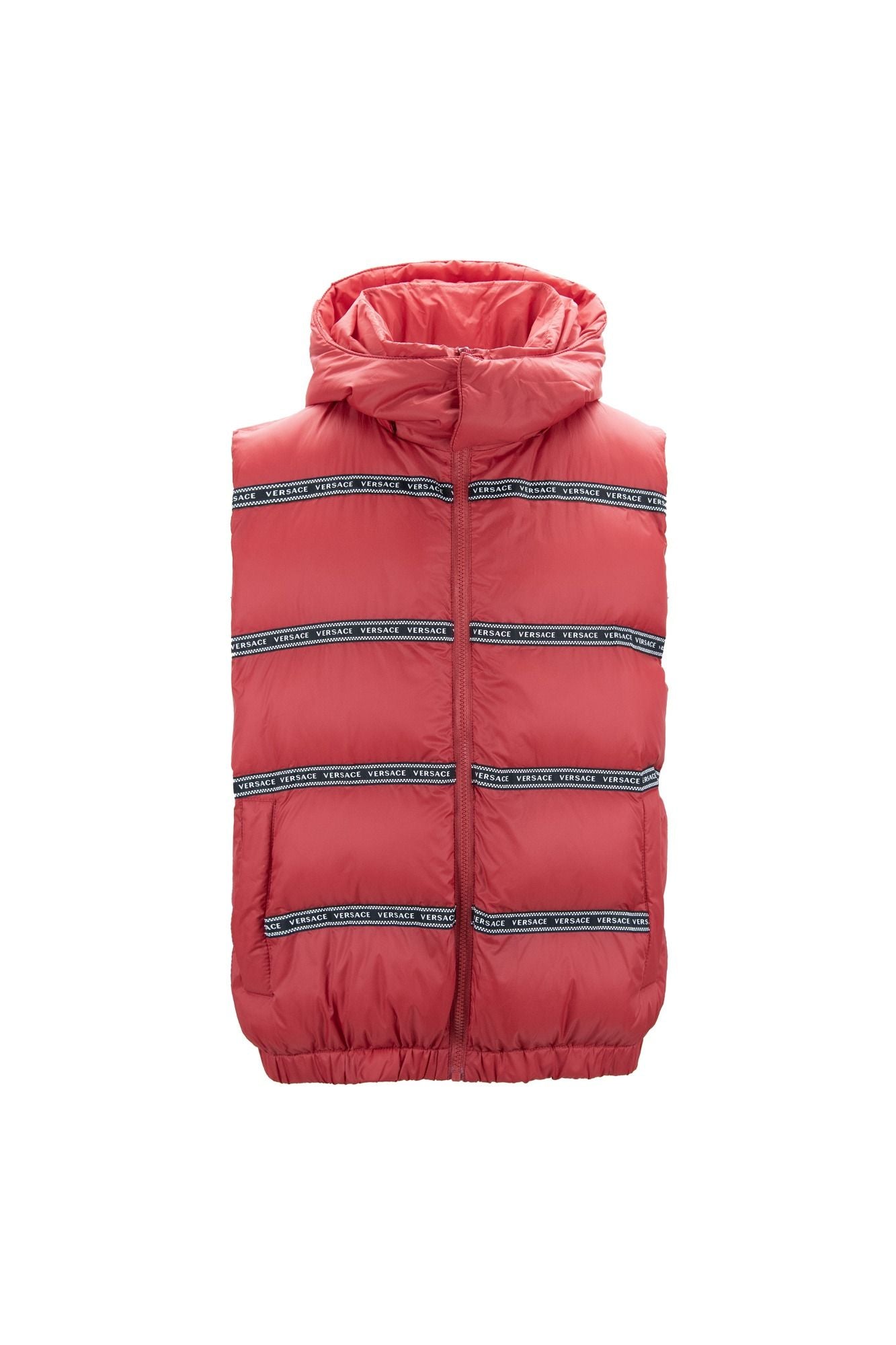 Versace Elegant Red Versace Logo Vest with Detachable Men's Hood