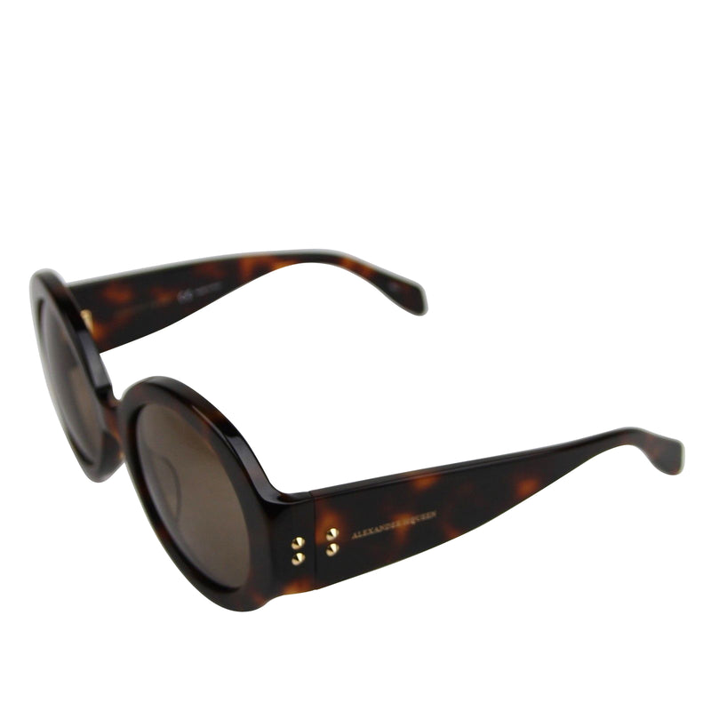 Alexander McQueen Unisex Havana Plastic Acetate Round Sunglasses AM0032S 429178 2302