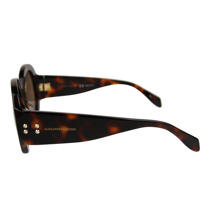 Alexander McQueen Unisex Havana Plastic Acetate Round Sunglasses AM0032S 429178 2302